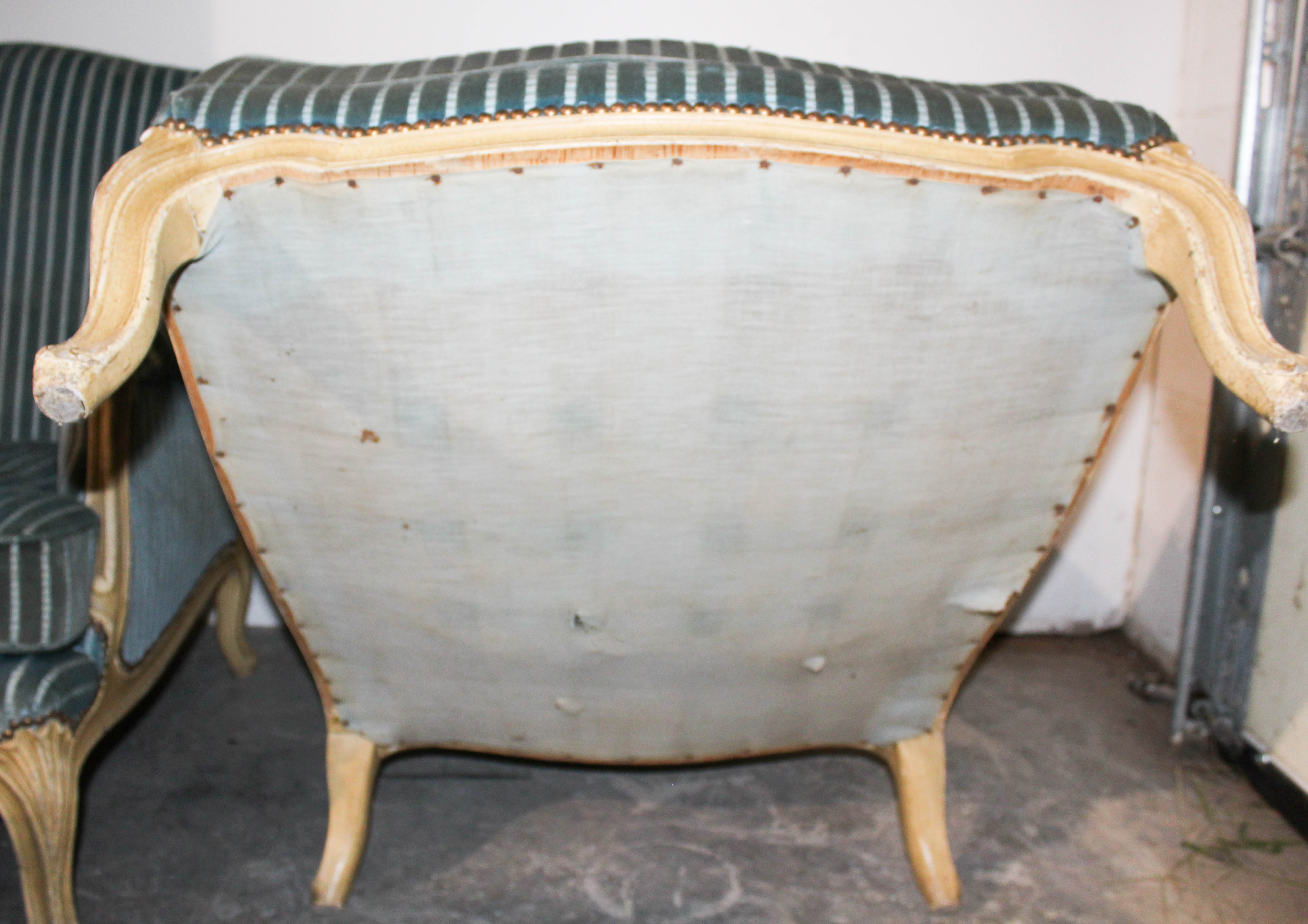 Pair of Vintage Belgian Bergère Chairs