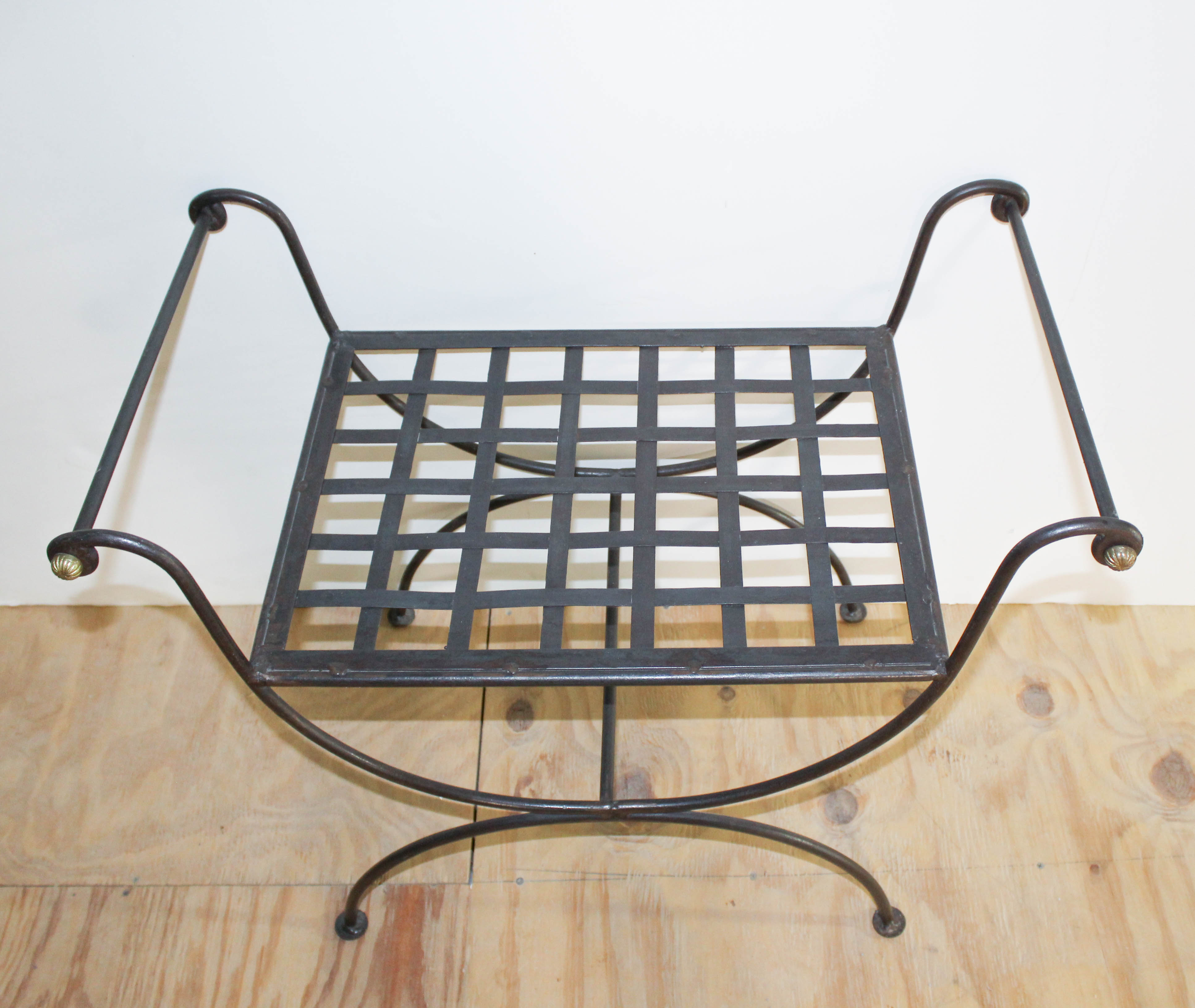 Elegant Neo-Classical Steel Curule Bench