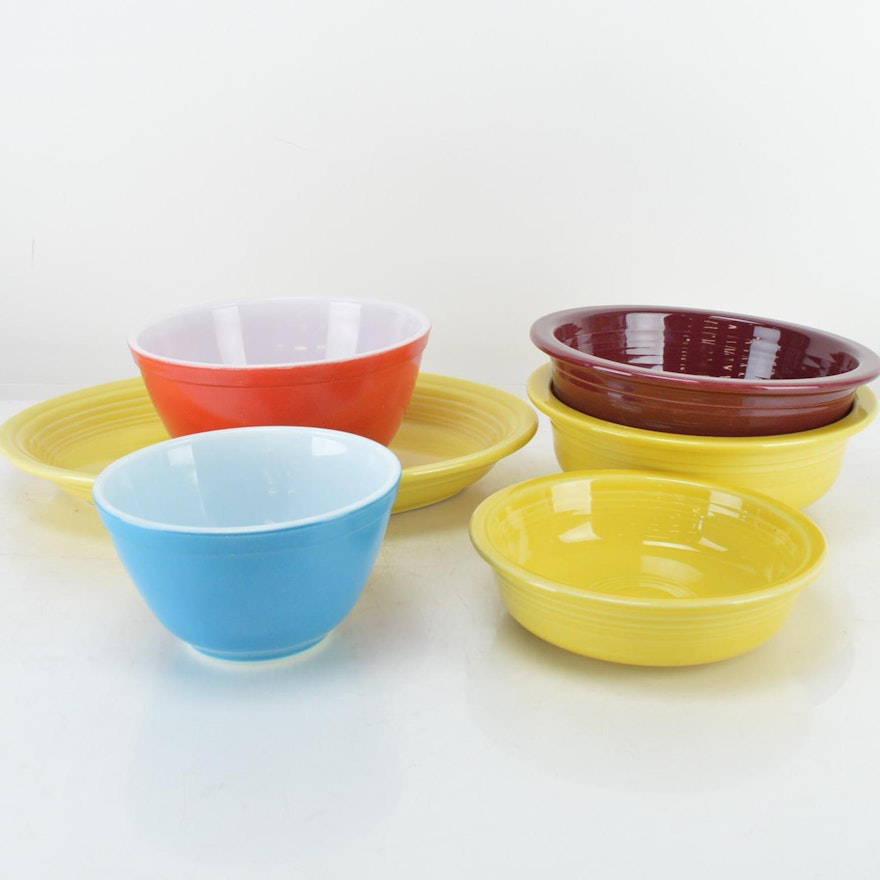 Pyrex Mixing Bowls and Fiesta Serving Pieces