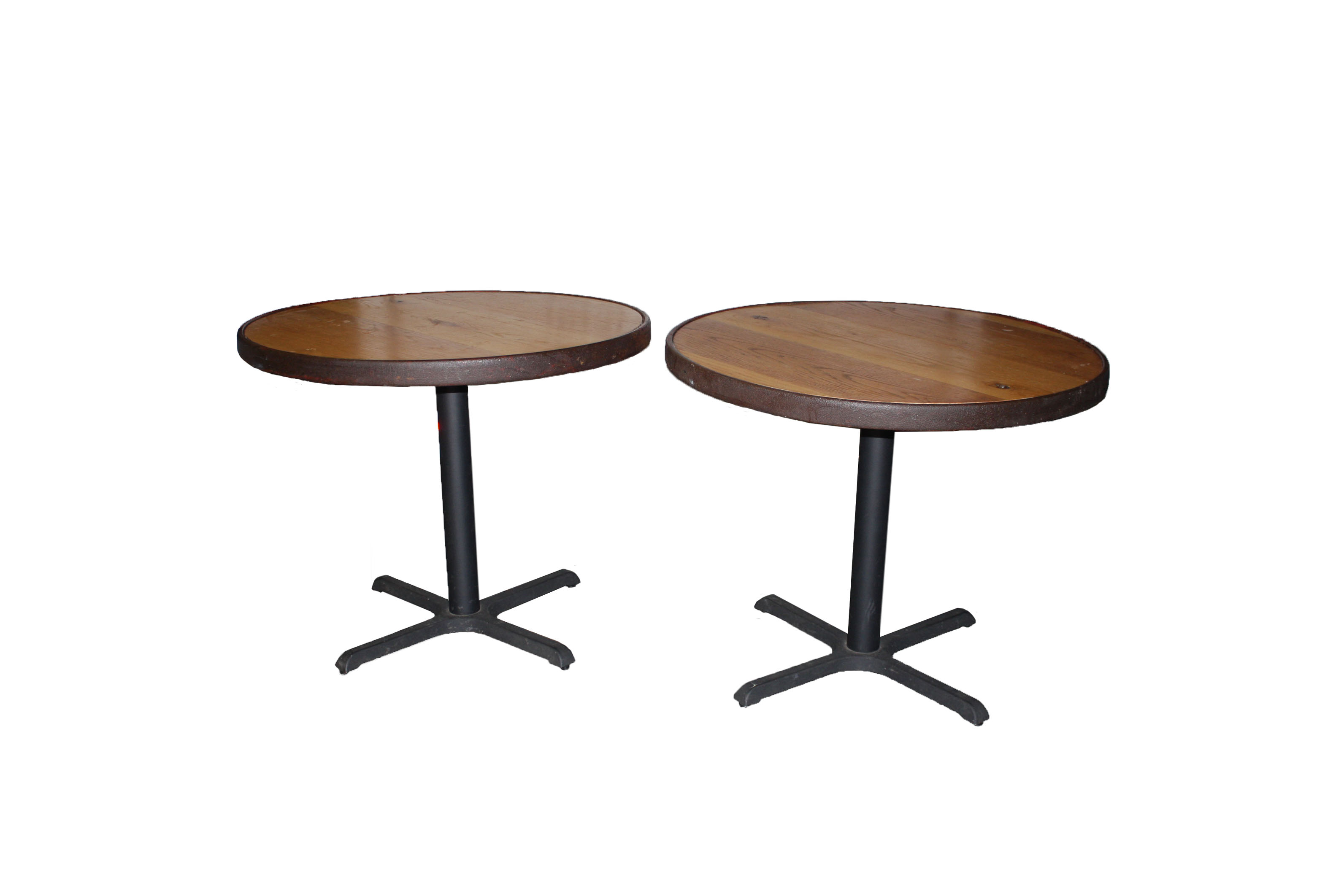 Pair of Reclaimed Iron Forged Oak Custom Tables