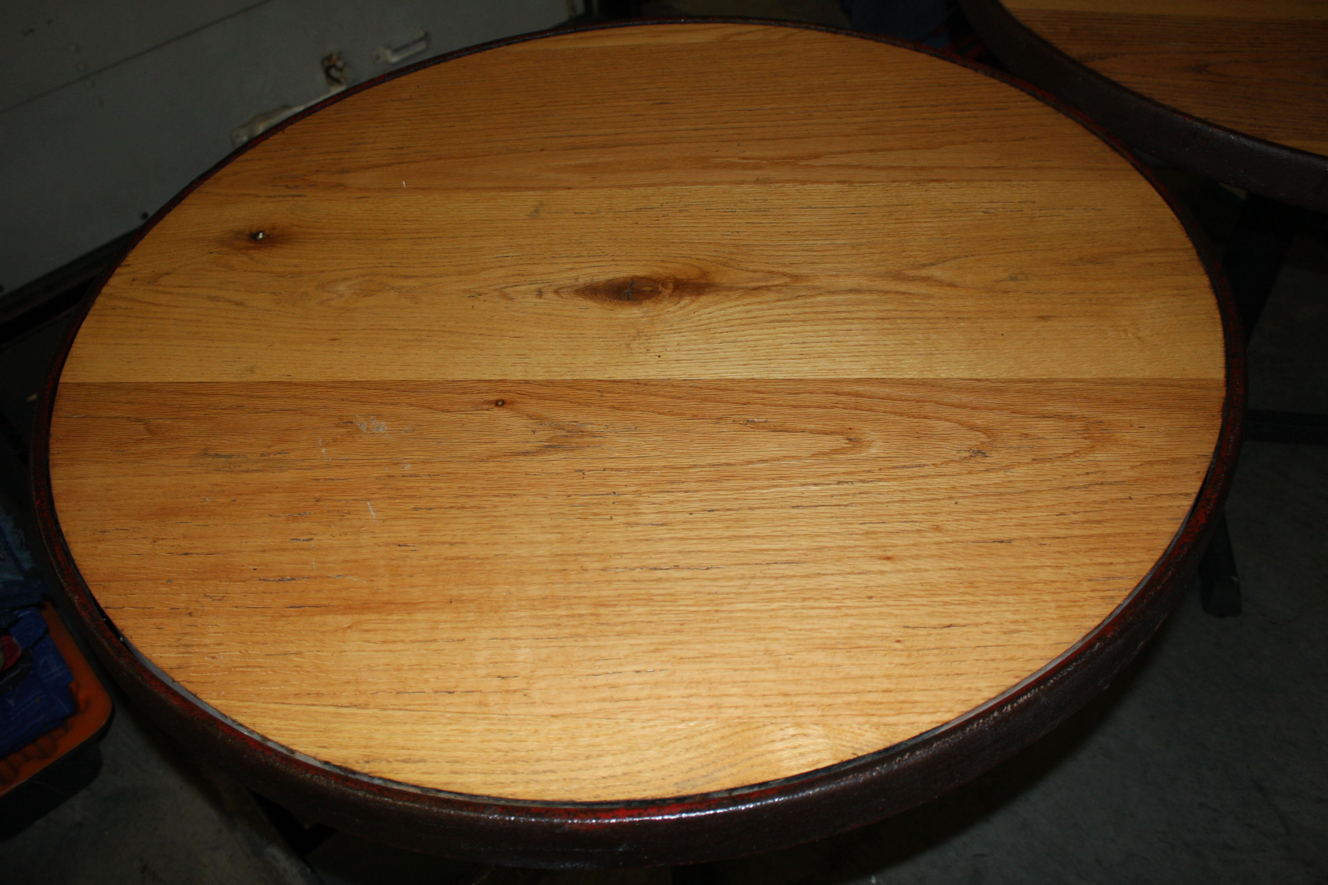 Pair of Reclaimed Iron Forged Oak Custom Tables