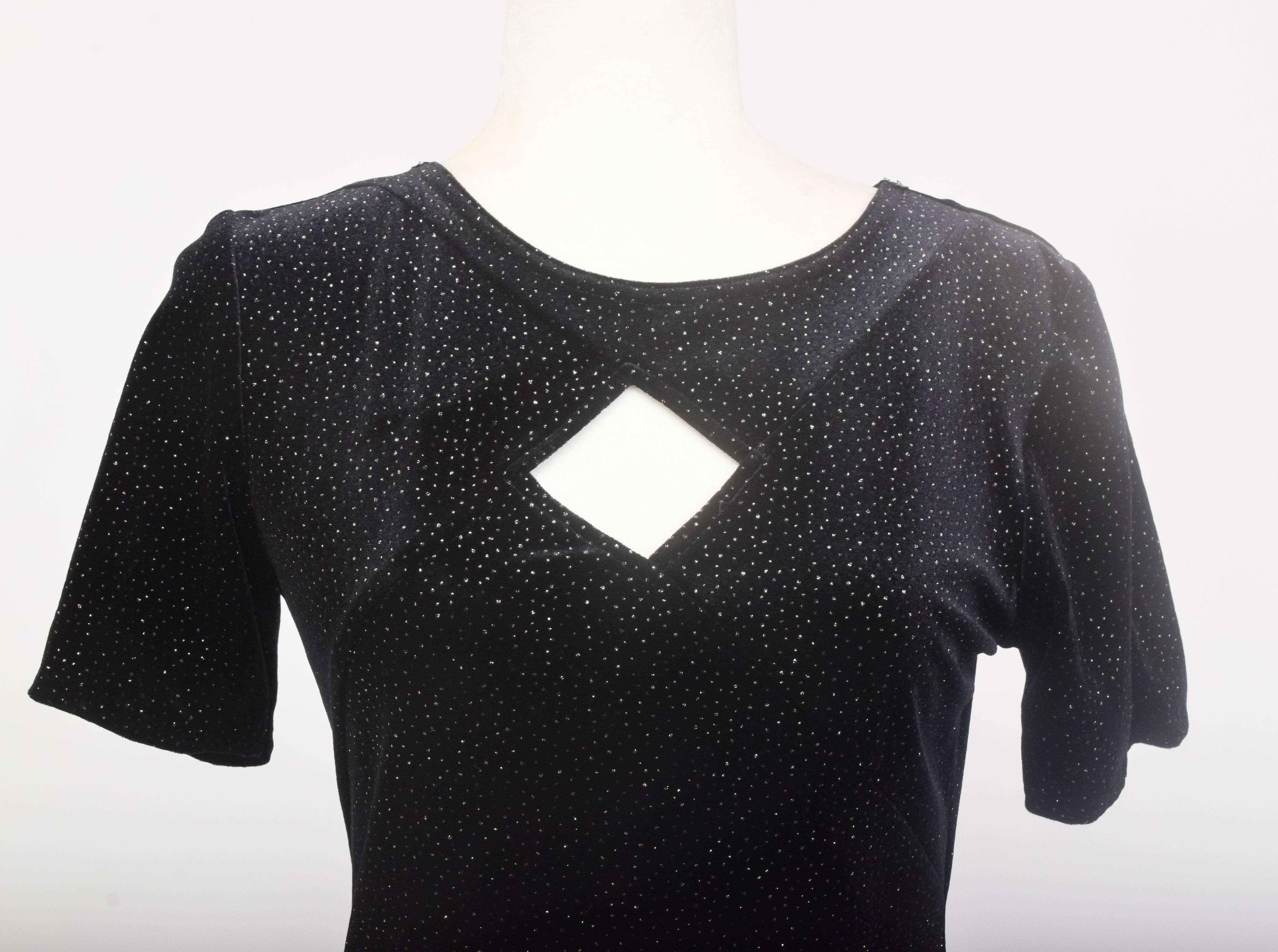 Vintage Black Velvet Evening Gown with Colorful Beaded Jacket