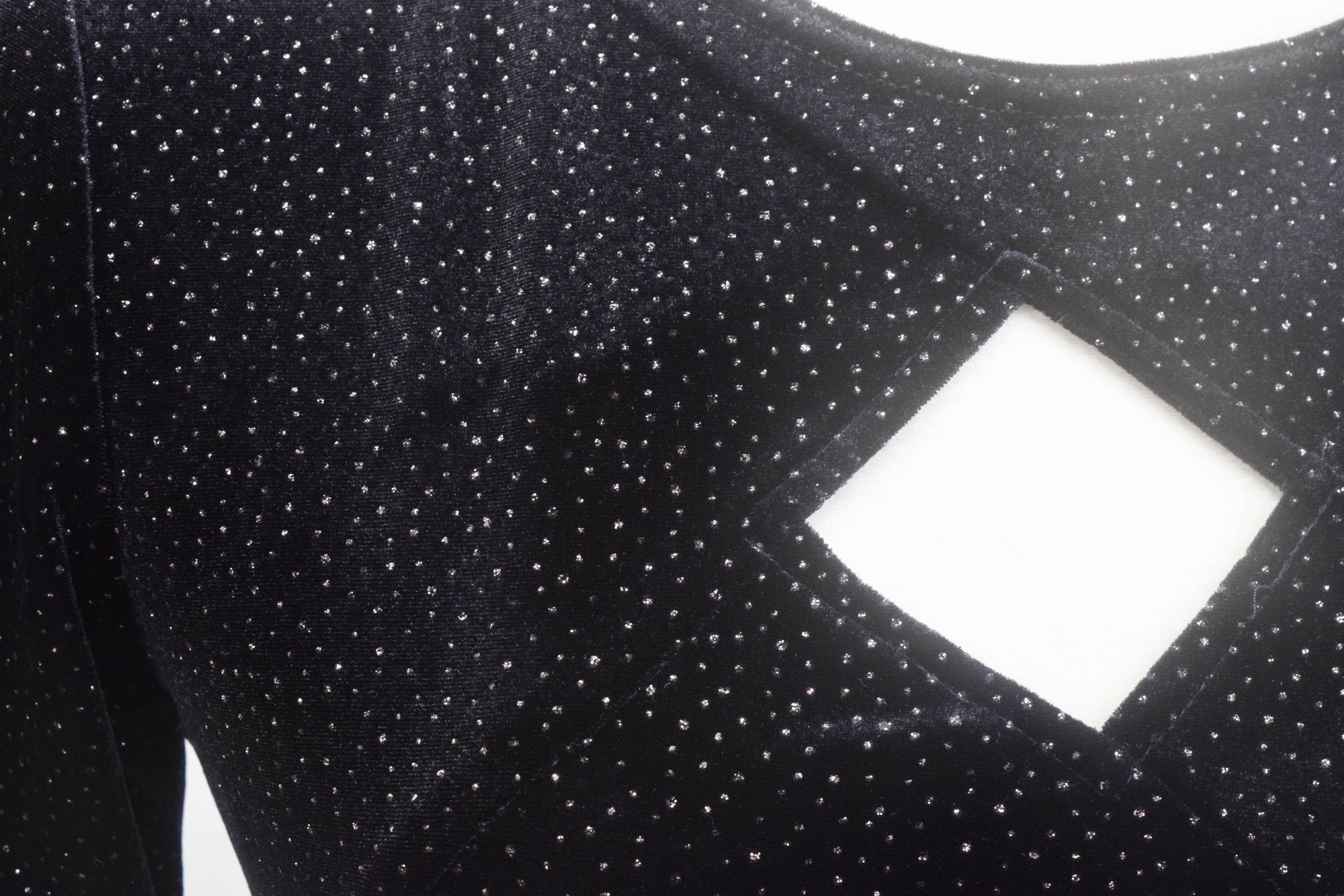 Vintage Black Velvet Evening Gown with Colorful Beaded Jacket