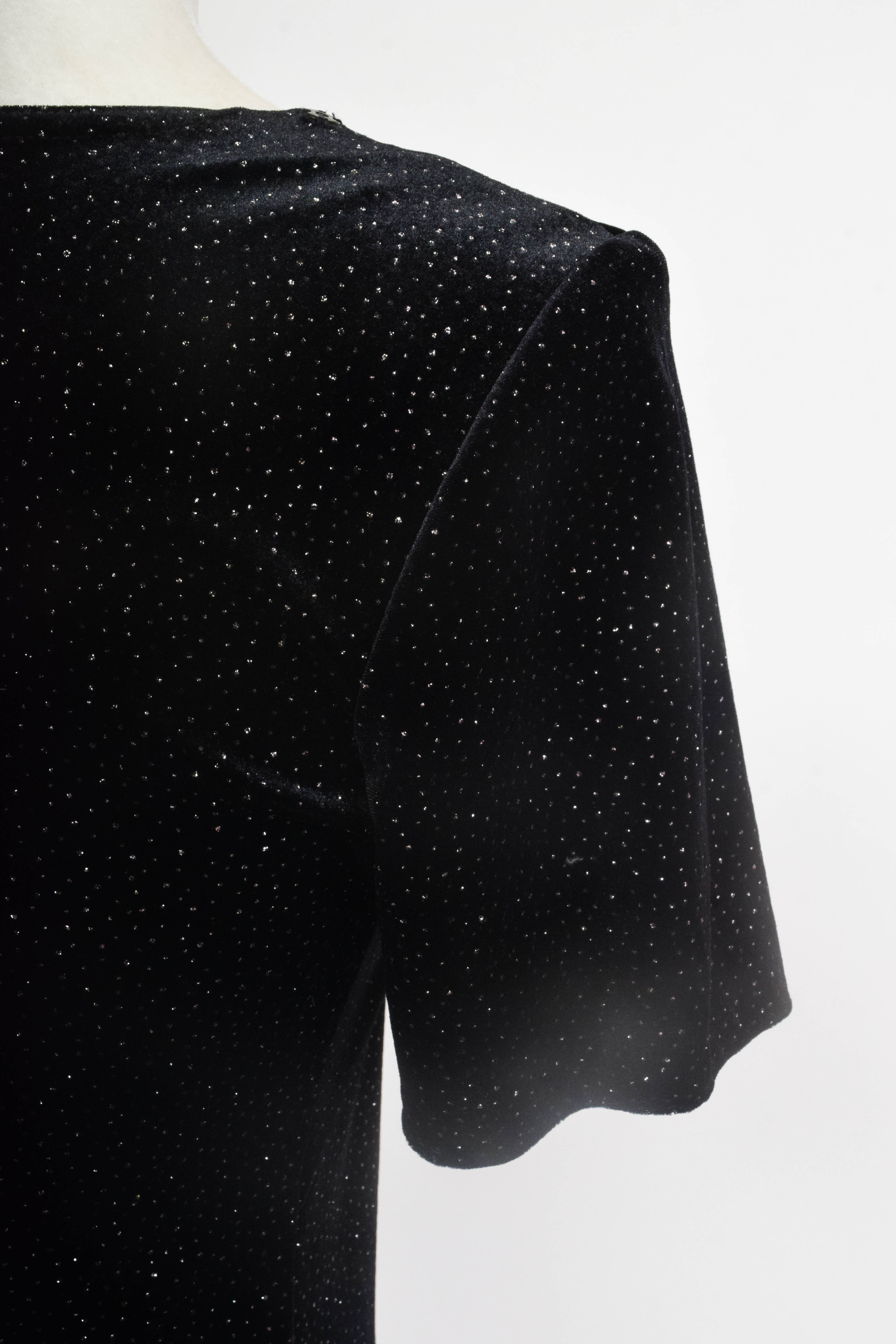 Vintage Black Velvet Evening Gown with Colorful Beaded Jacket