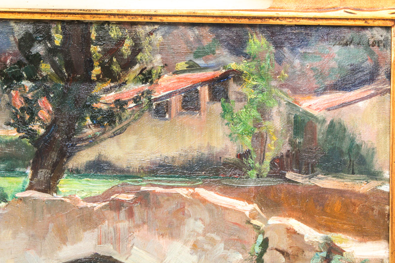 Ethel Louise Coe Oil Painting on Canvas of Stone Bridge