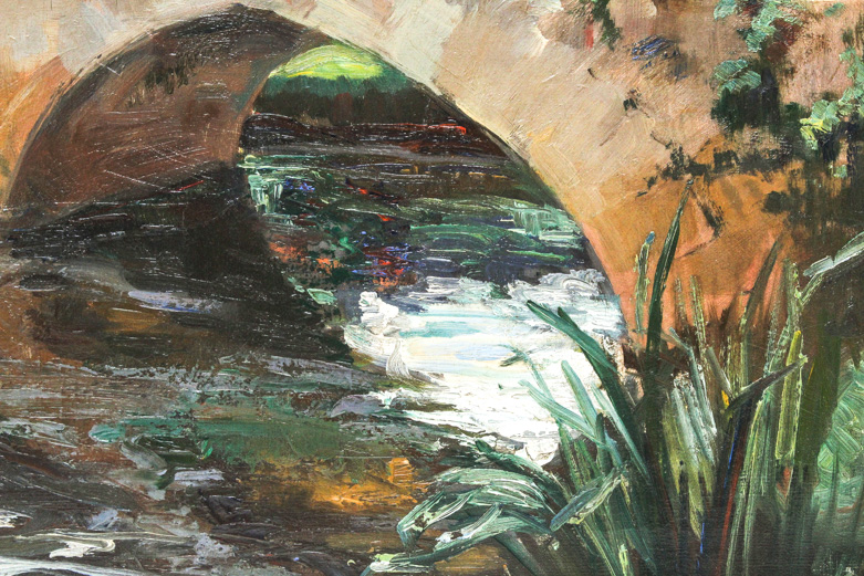 Ethel Louise Coe Oil Painting on Canvas of Stone Bridge