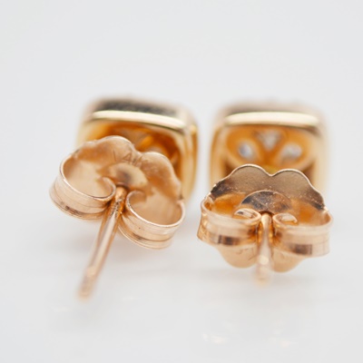 14K Rose Gold Diamond Pierced Earrings