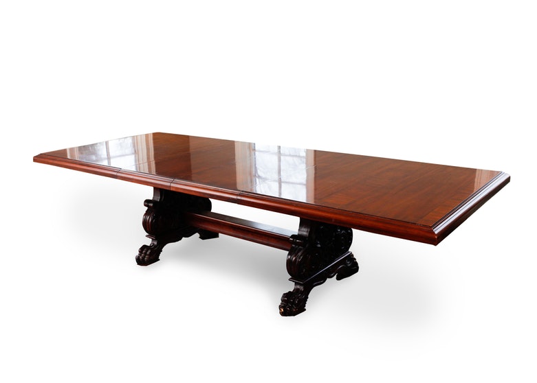 Vintage Mahogany Trestle Dining Table by Henredon