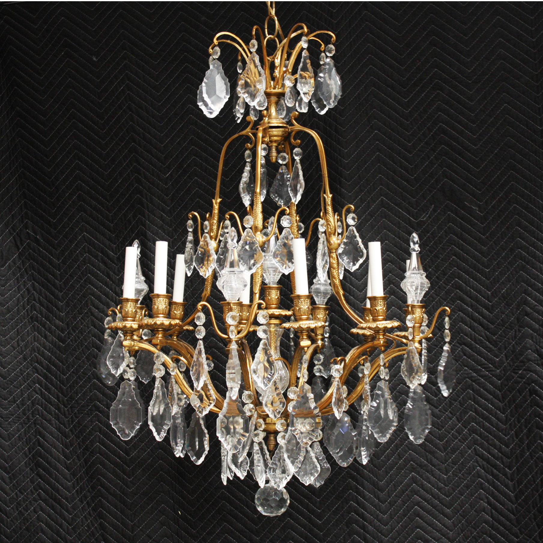 Brass and Crystal Chandelier