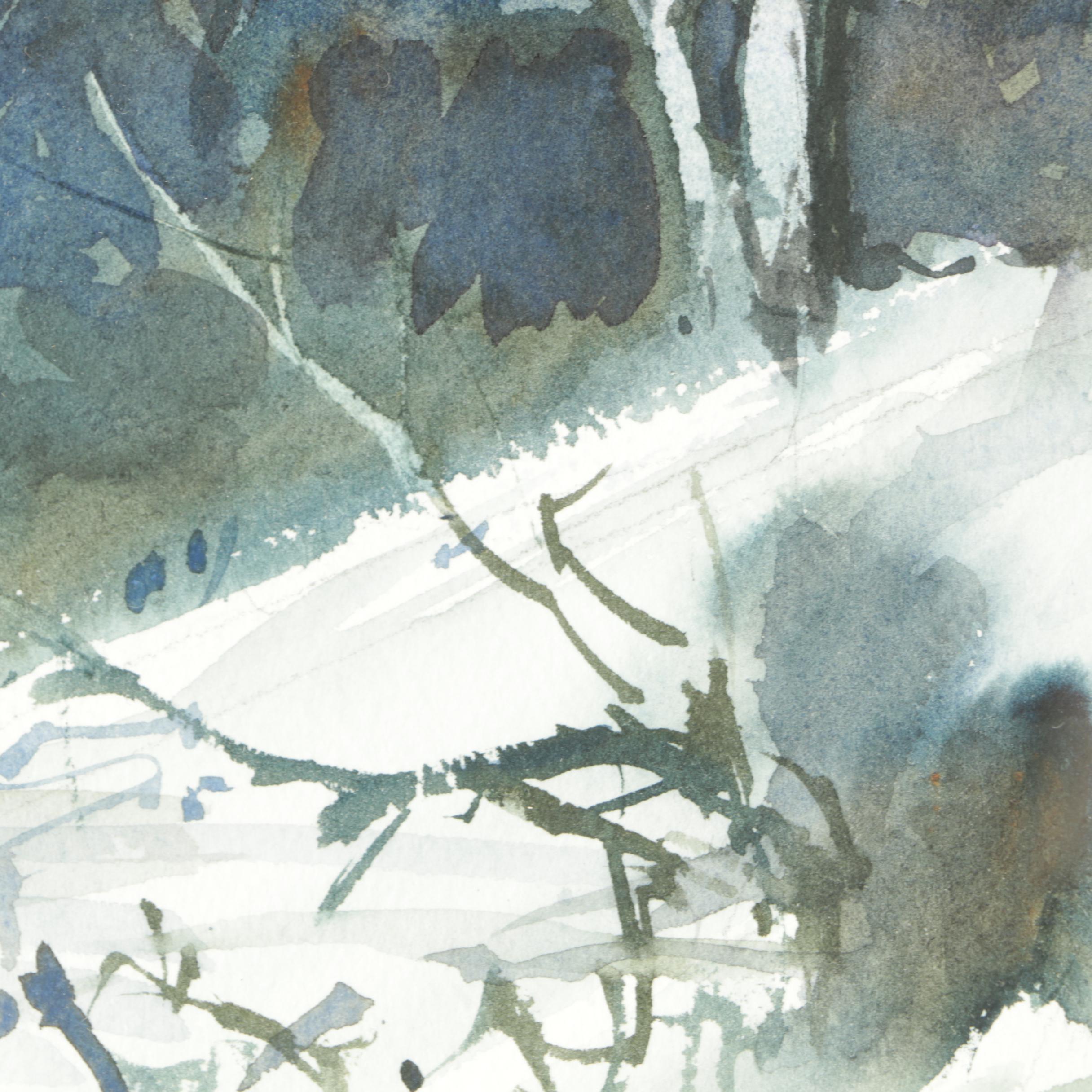 Dwight Williams Watercolor Painting on Paper of Winter Landscape