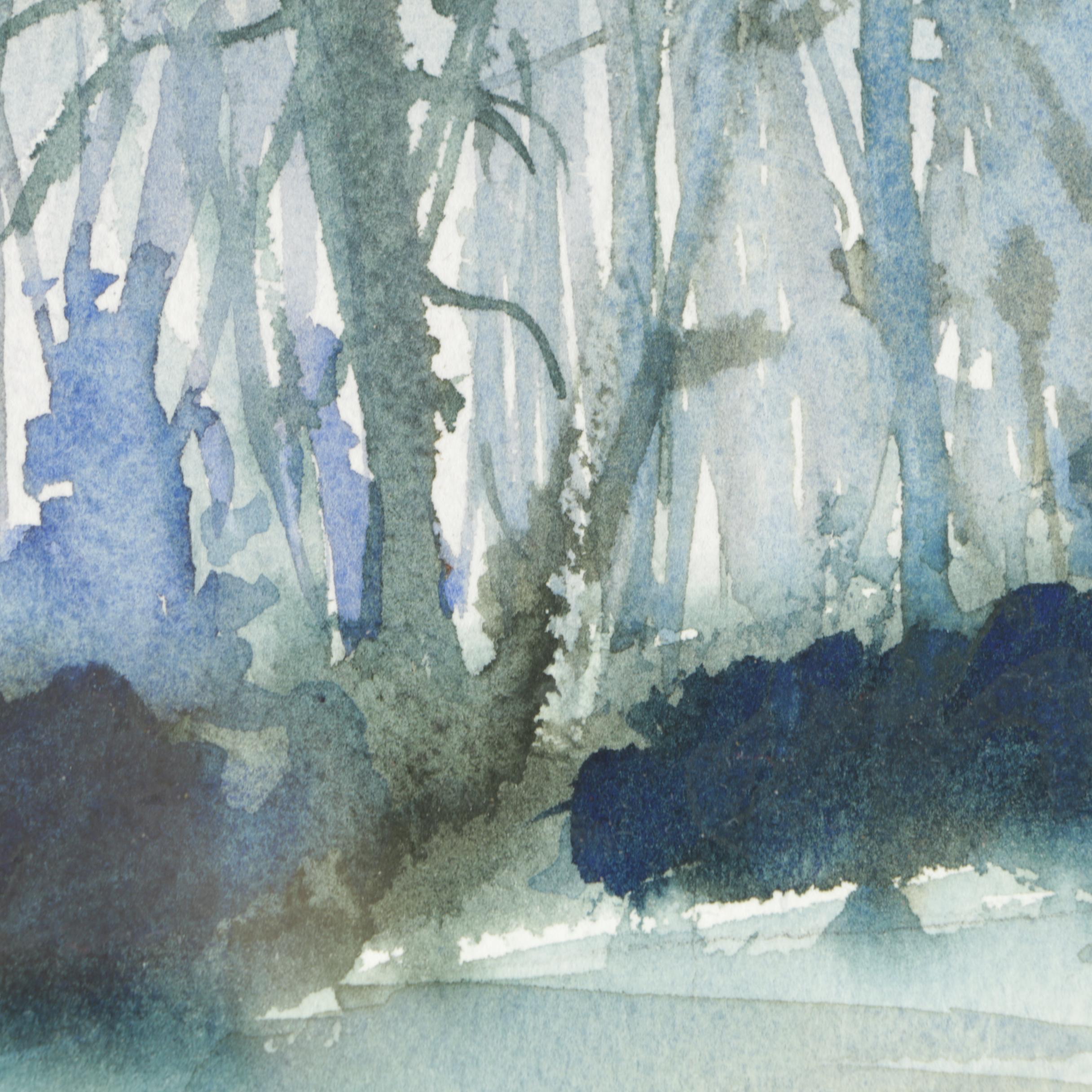 Dwight Williams Watercolor Painting on Paper of Winter Landscape