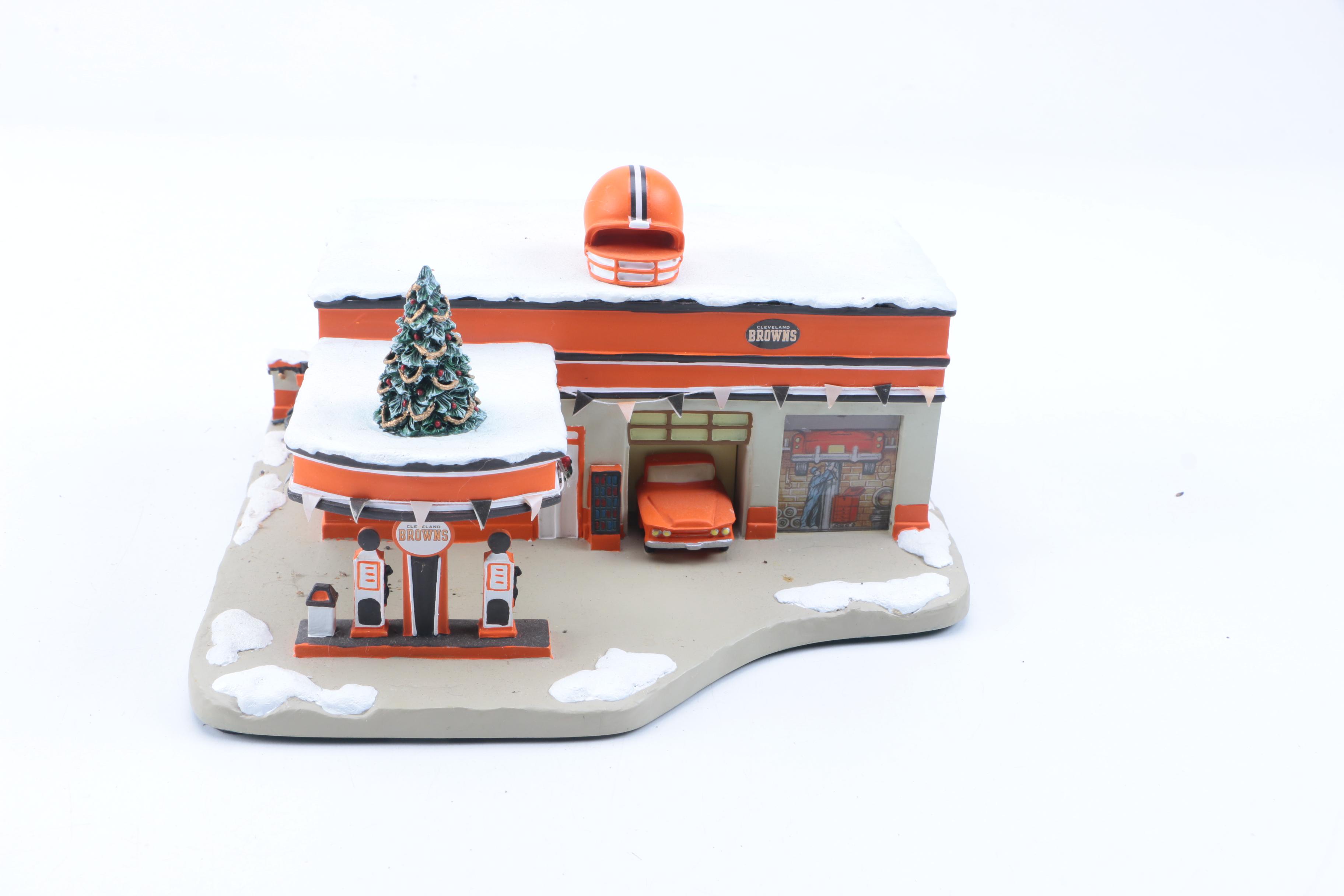 Collection of Cleveland Browns Die-Cast Vehicles and Service Station