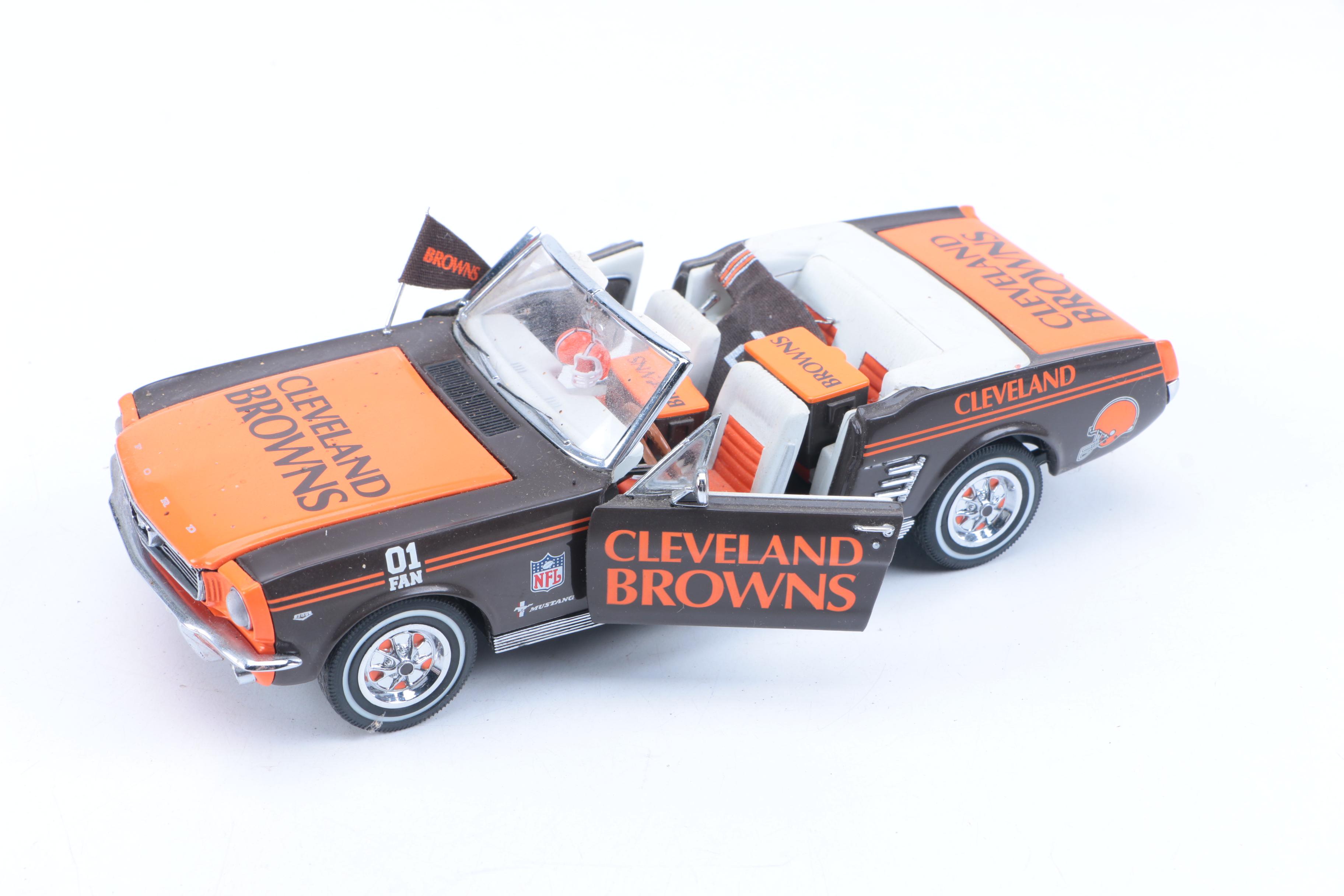 Collection of Cleveland Browns Die-Cast Vehicles and Service Station
