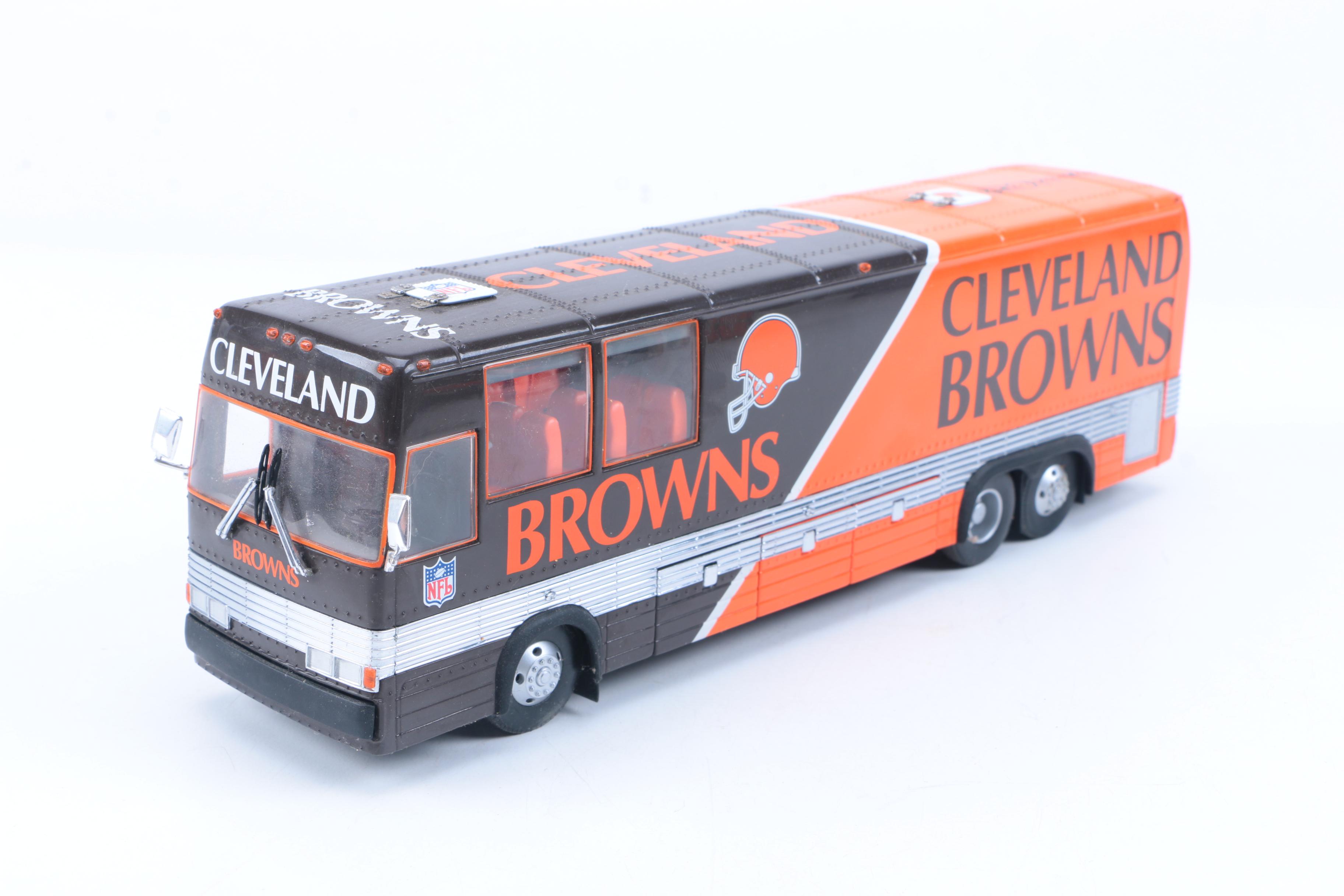Collection of Cleveland Browns Die-Cast Vehicles and Service Station