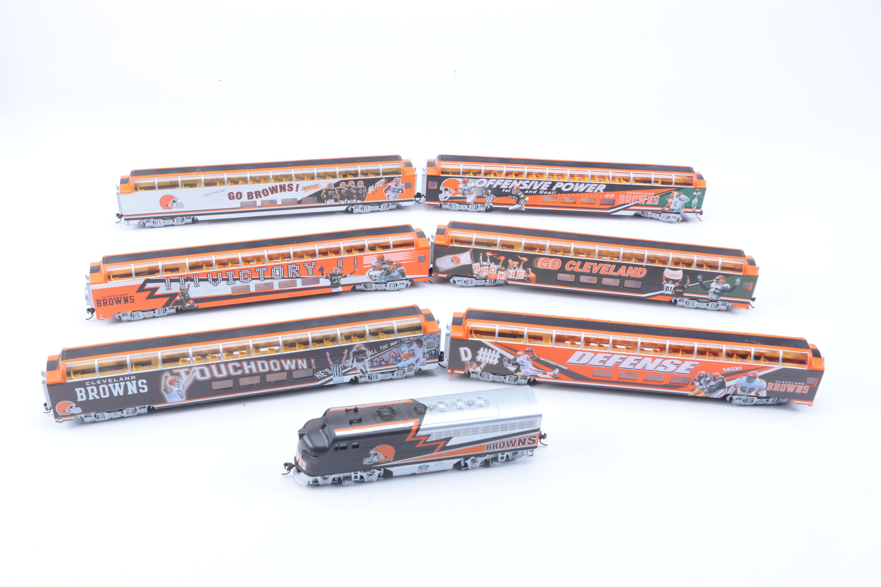 Collection of Cleveland Browns Die-Cast Vehicles and Service Station