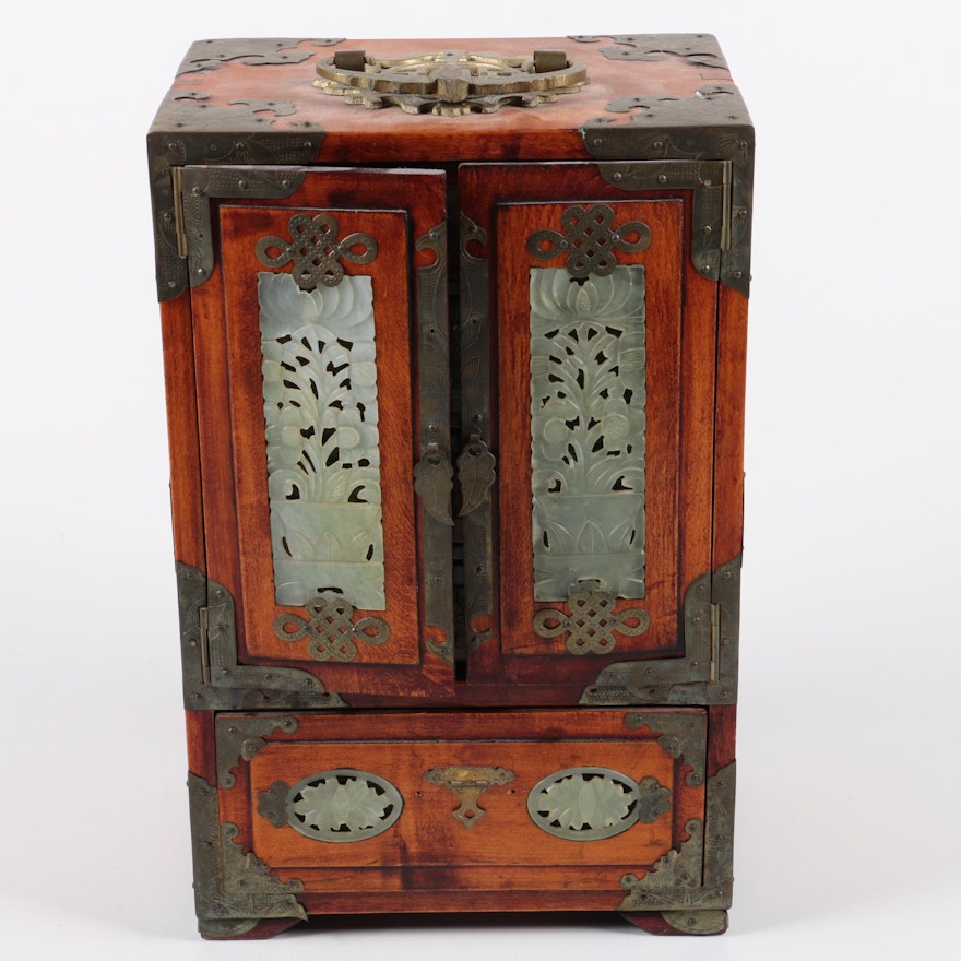 Asian Influenced Jewelry Box featuring Serpentine Panels