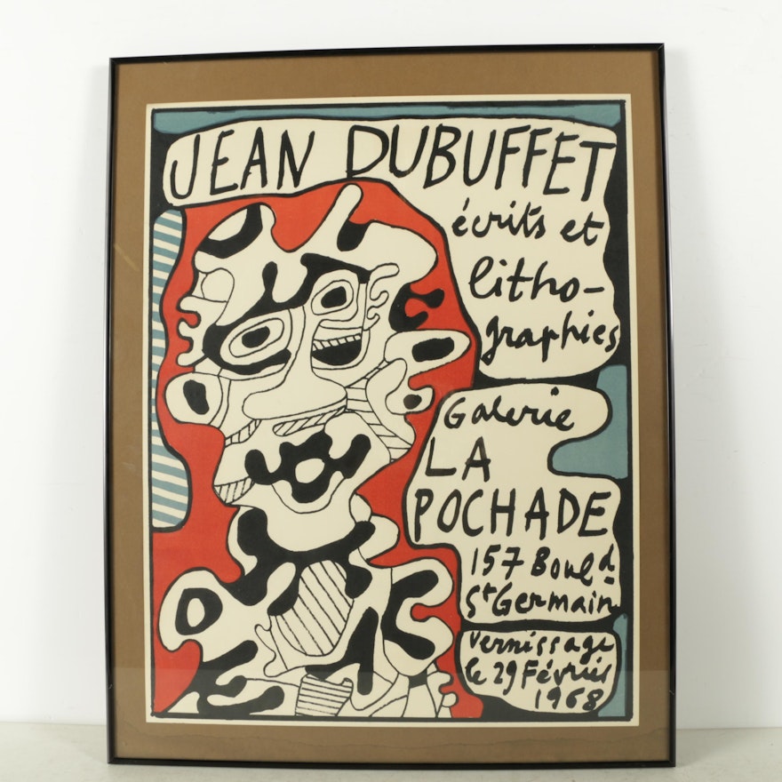 Jean Dubuffet 1968 Color Lithograph Exhibition Poster "Ecrits et Lithographies"