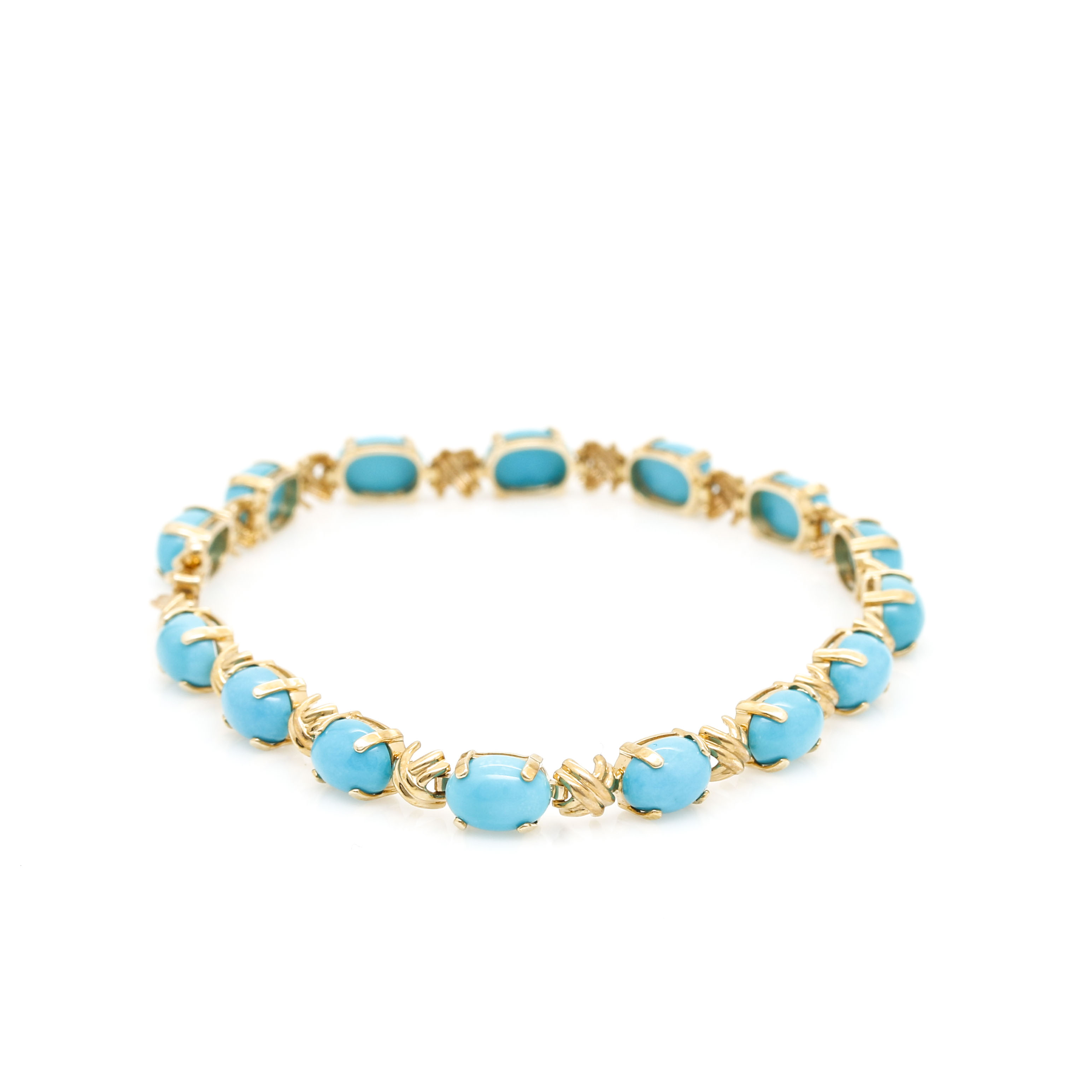 14K Yellow Gold 12.90 CTW Turquoise Bracelet