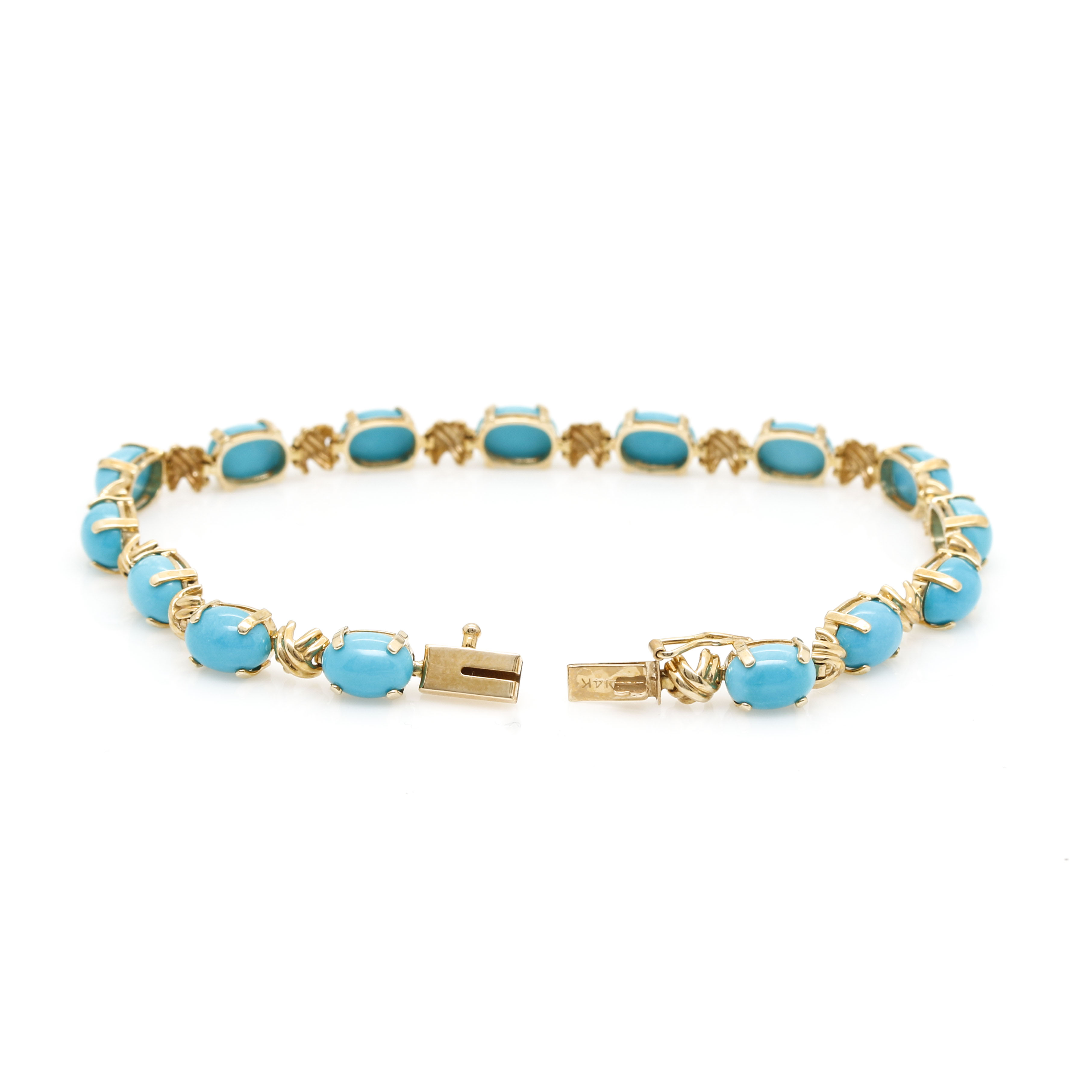 14K Yellow Gold 12.90 CTW Turquoise Bracelet