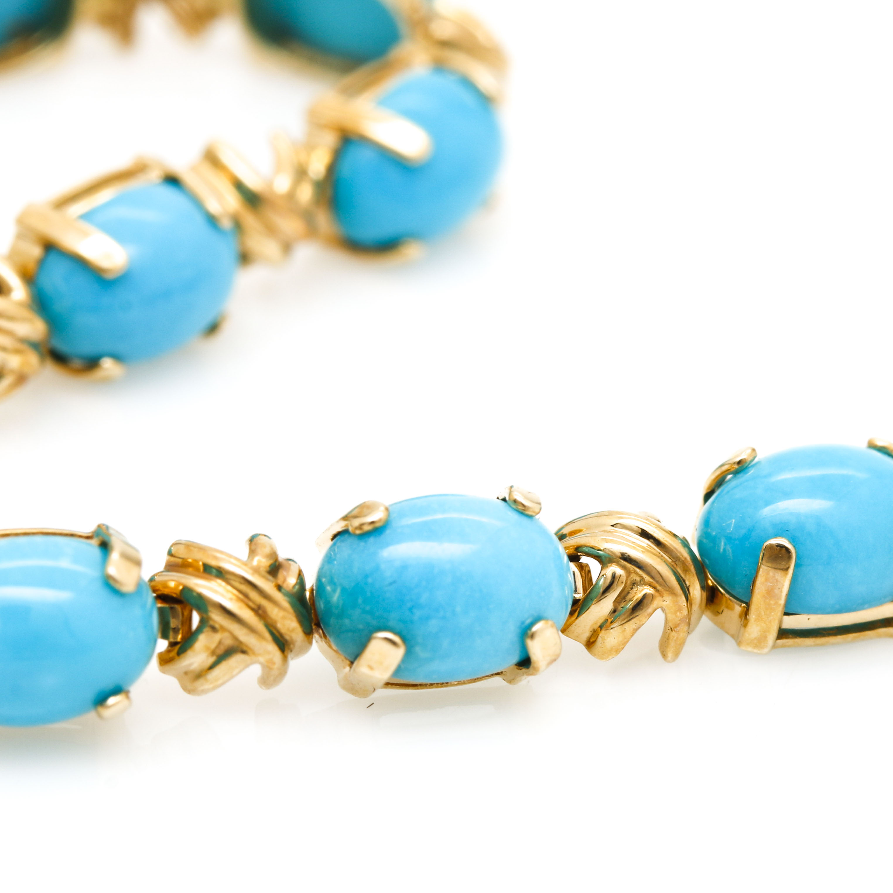 14K Yellow Gold 12.90 CTW Turquoise Bracelet