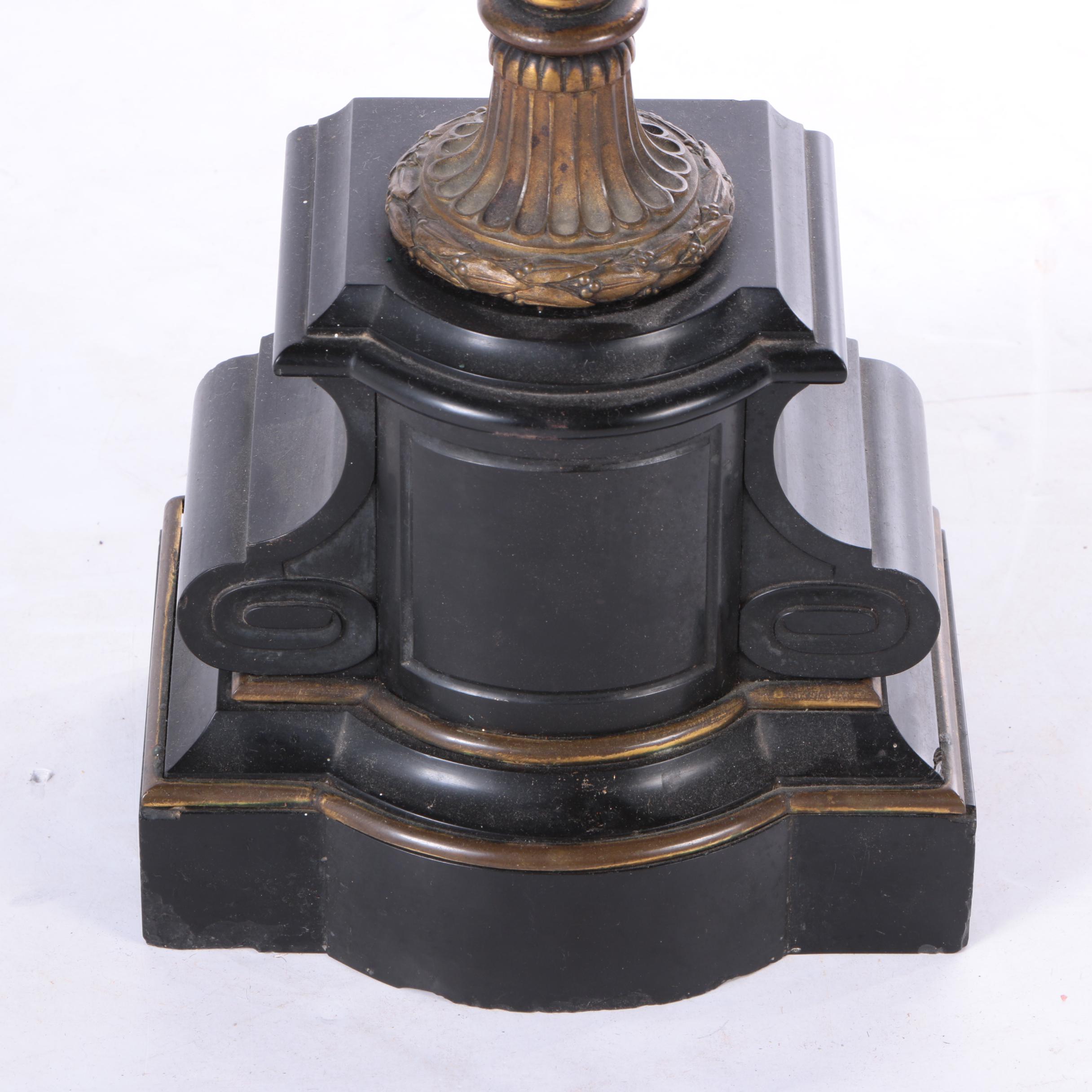 Neoclassical Brass and Stone Candelabra