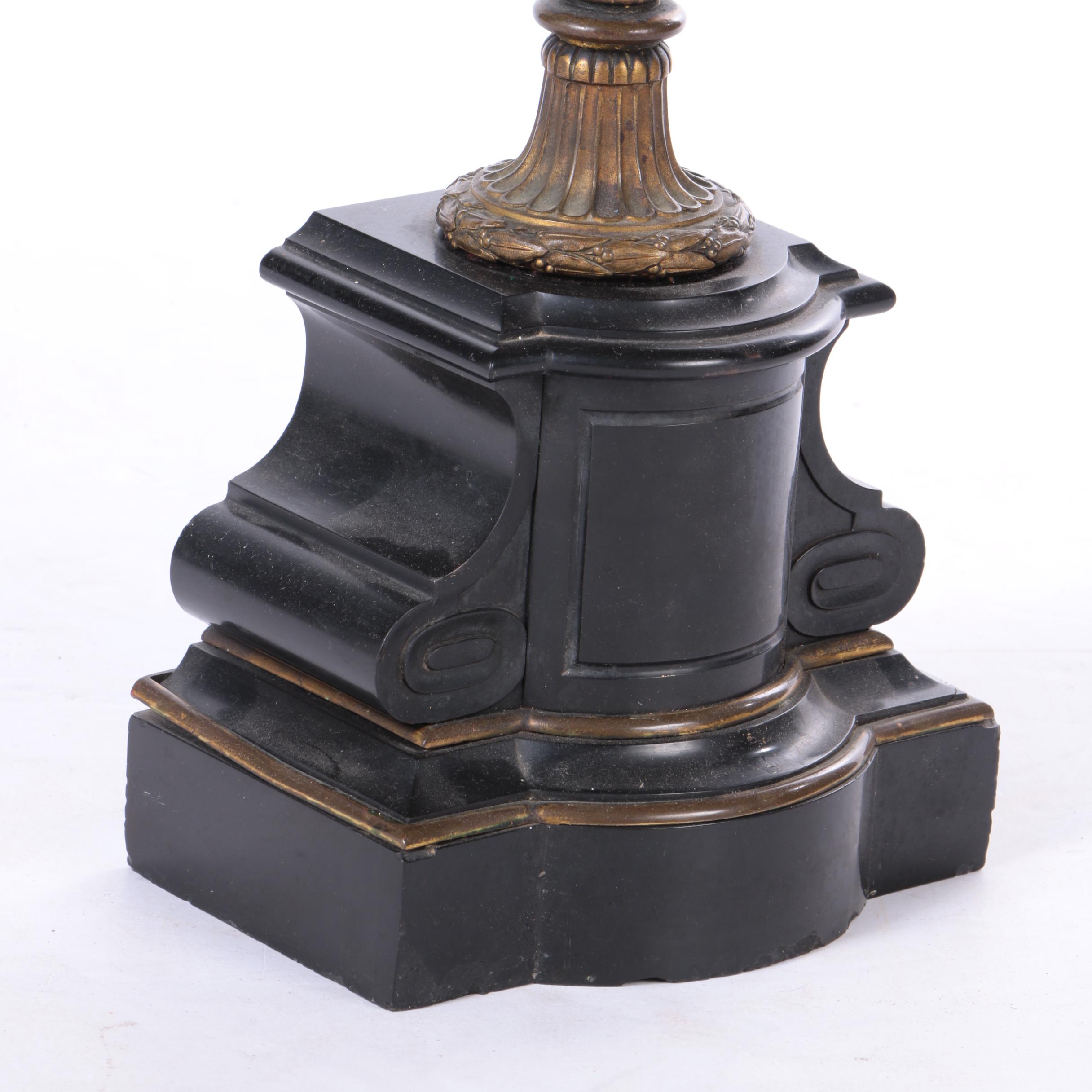 Neoclassical Brass and Stone Candelabra