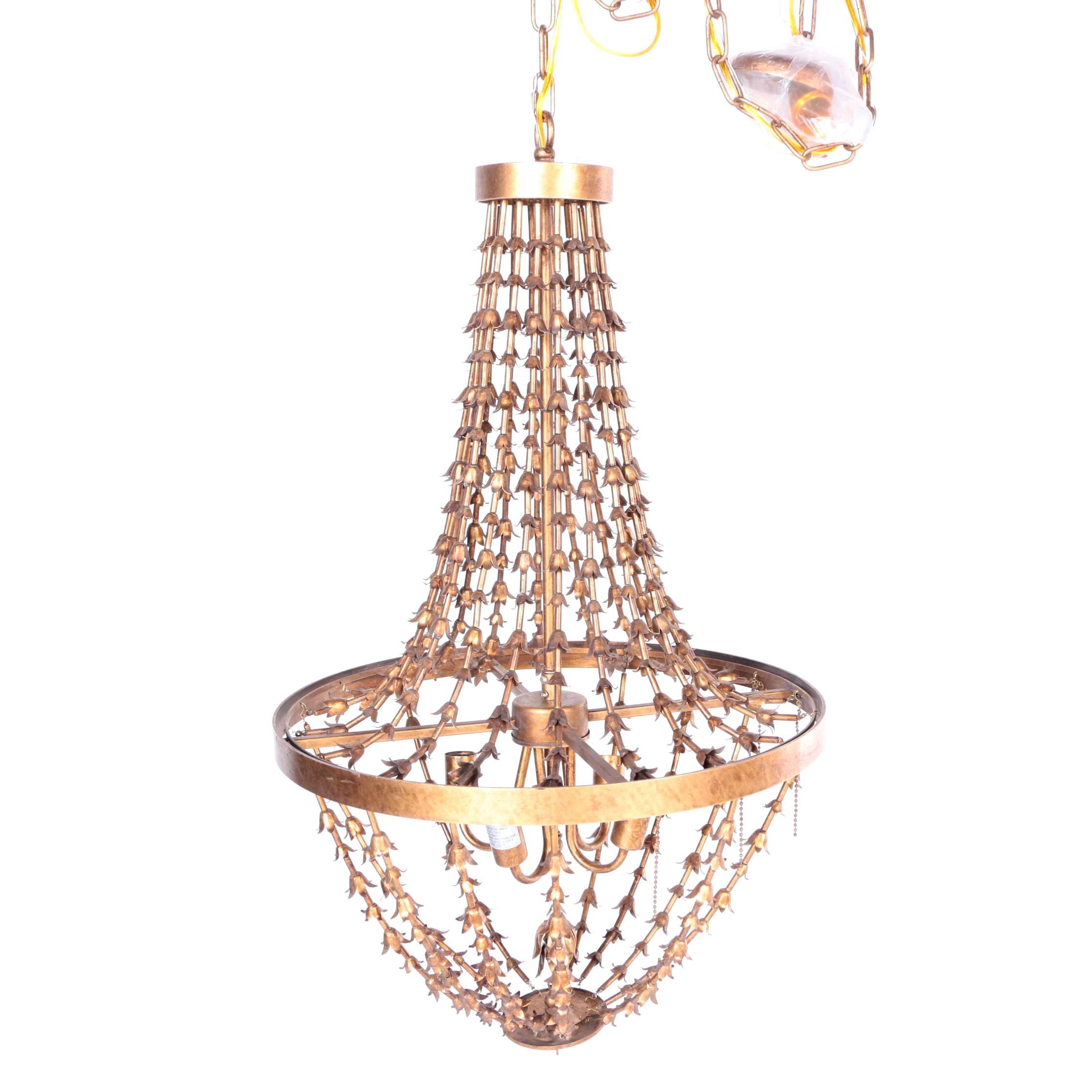 Brass Basket Style Electric Chandelier