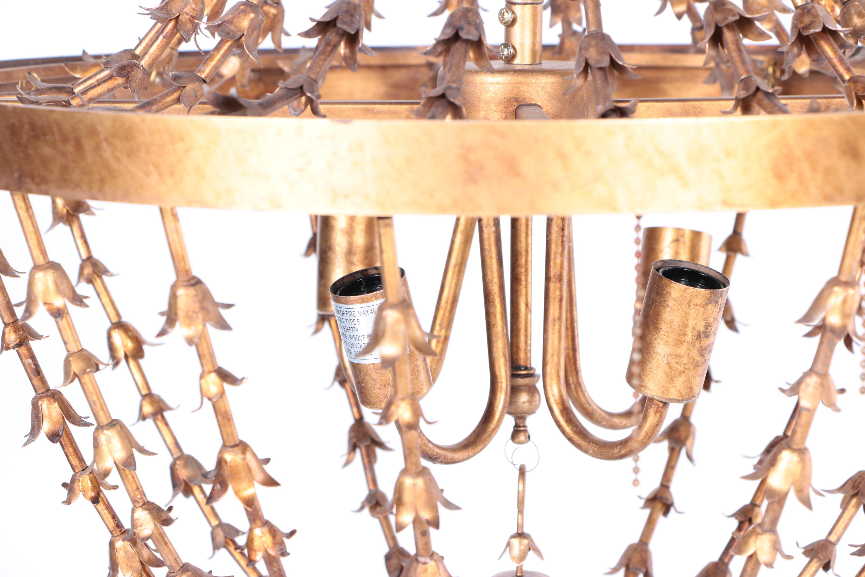 Brass Basket Style Electric Chandelier