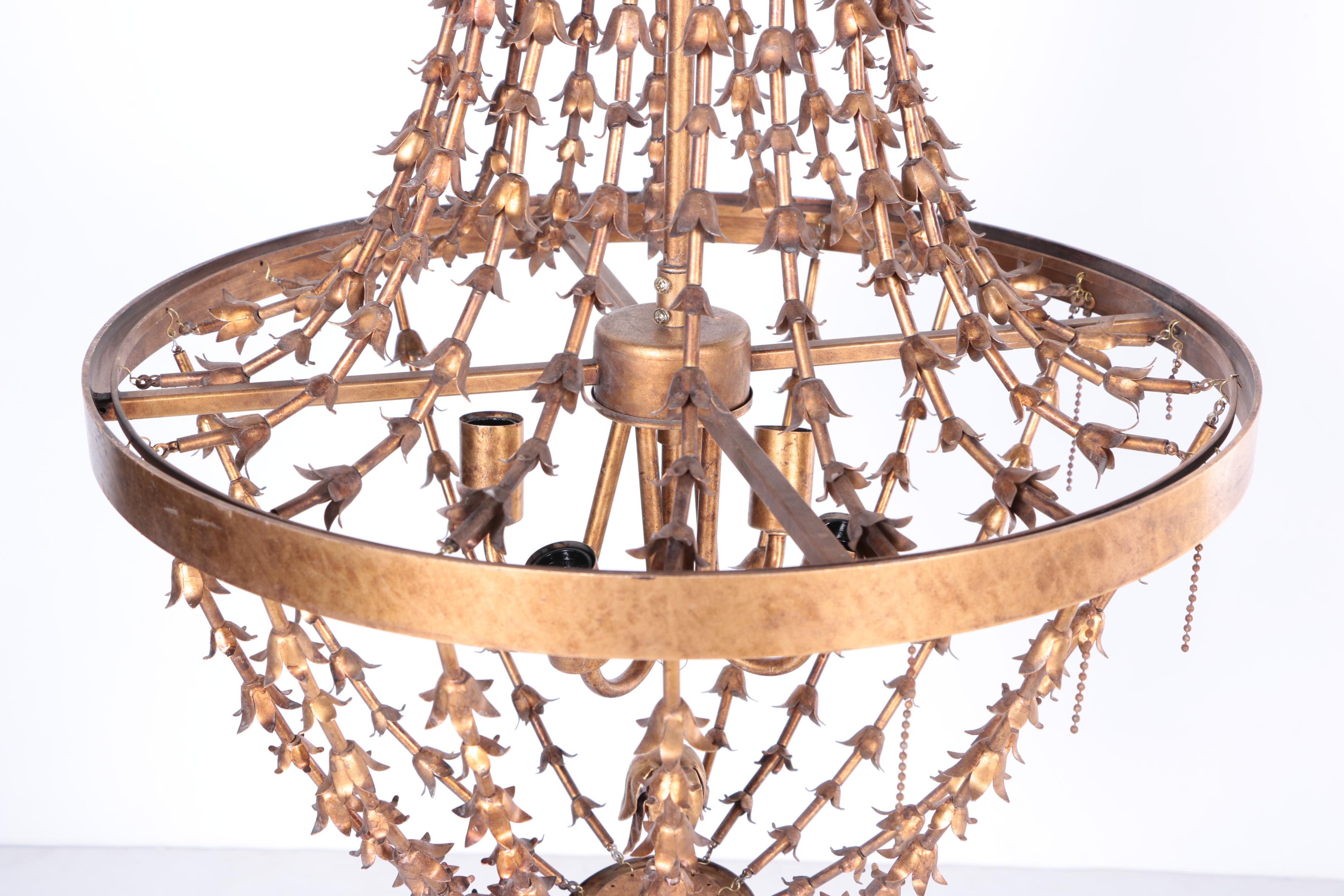 Brass Basket Style Electric Chandelier