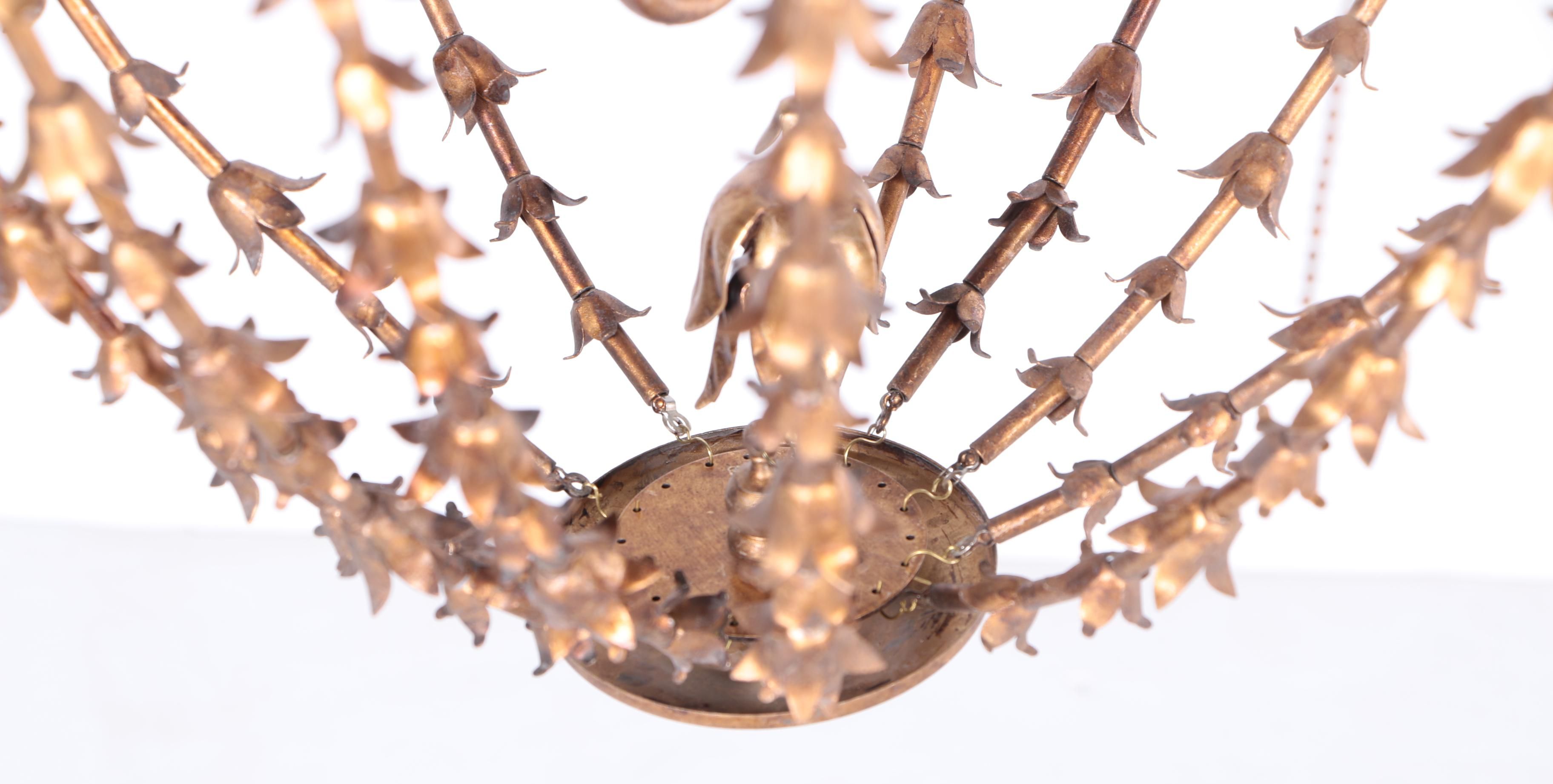 Brass Basket Style Electric Chandelier