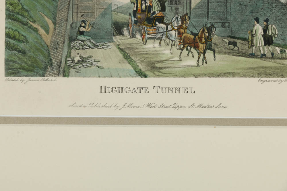 Hand Colored Lithograph on Paper "Highgate Tunnel"