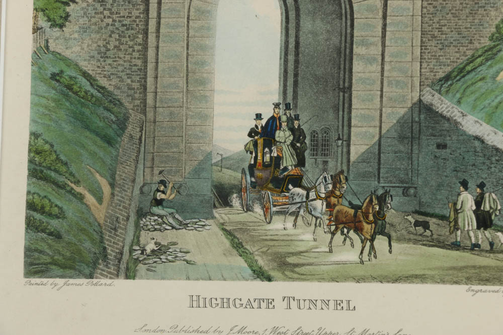 Hand Colored Lithograph on Paper "Highgate Tunnel"