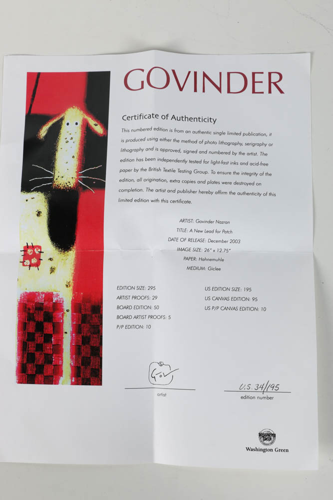 Govinder Nazran Limited Edition Giclée on Paper "A New Lead for Patch"