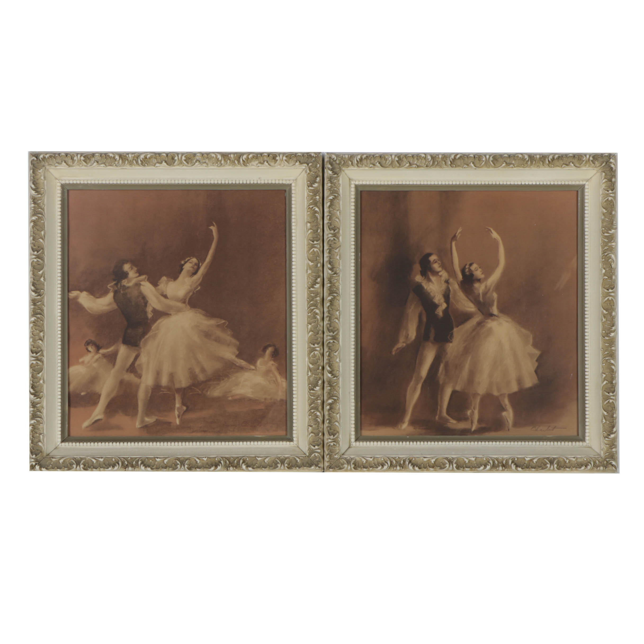 Pair of Offset Lithographs After Drawings of Ballet Dancers