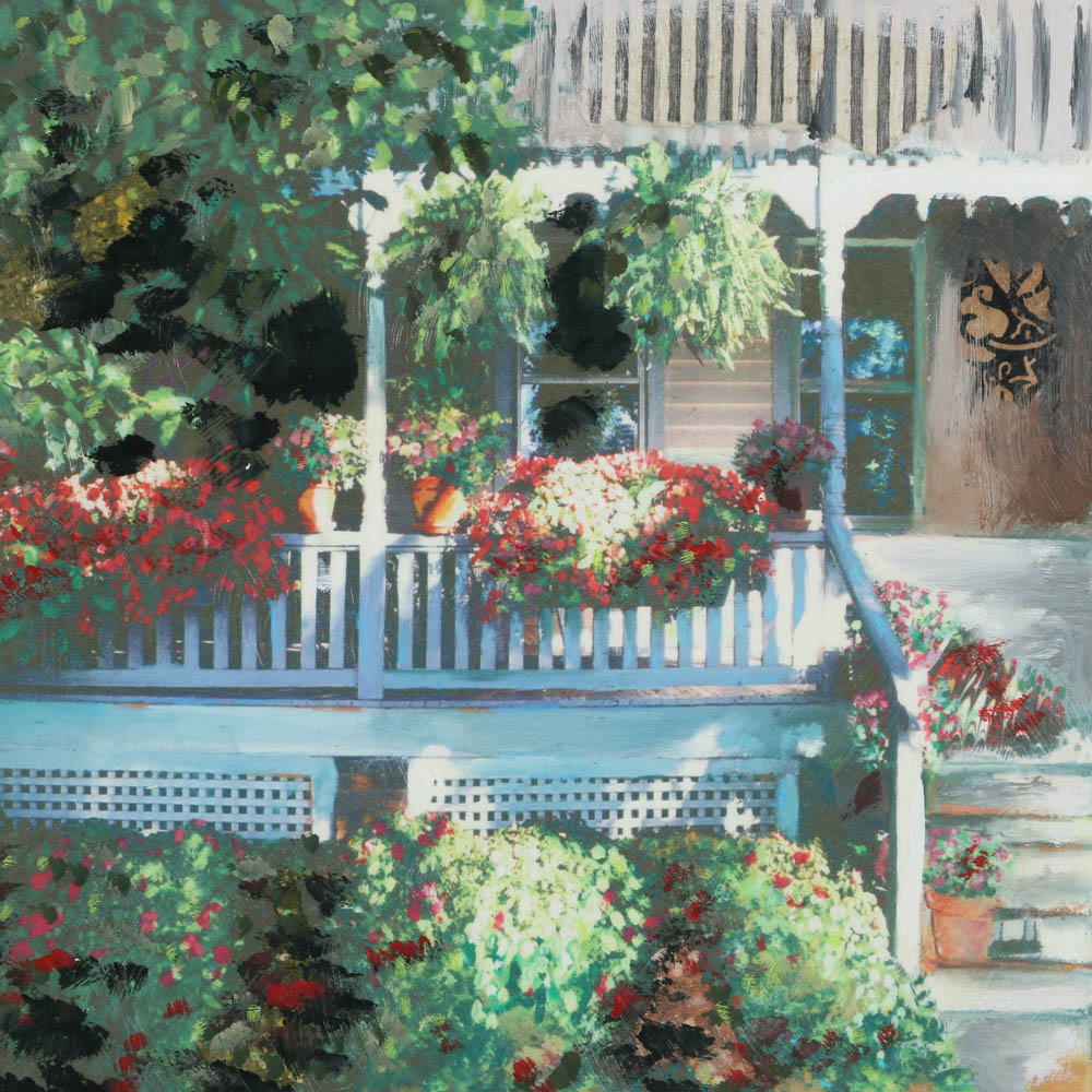 Limited Edition Embellished Lithograph on Paper "The Terrace"