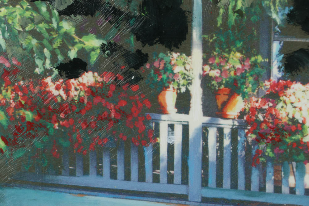 Limited Edition Embellished Lithograph on Paper "The Terrace"