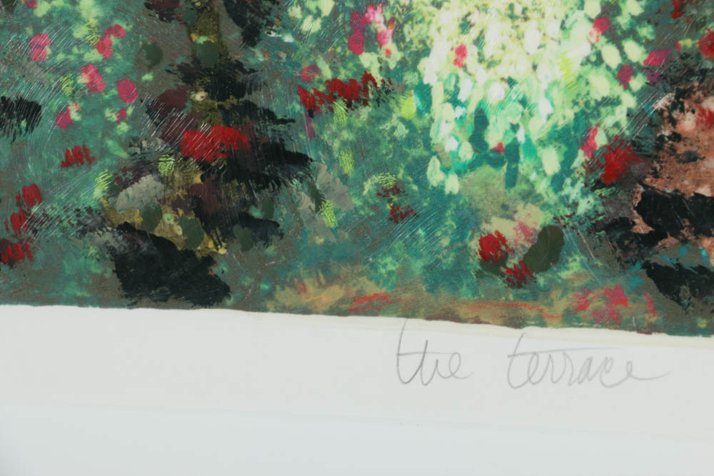 Limited Edition Embellished Lithograph on Paper "The Terrace"