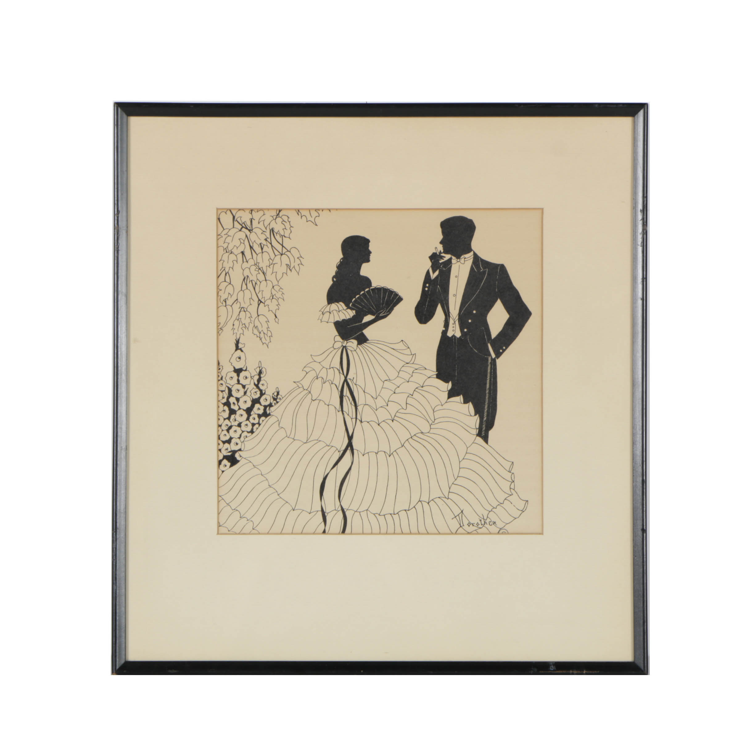Giclee on Paper of Couple's Silhouettes