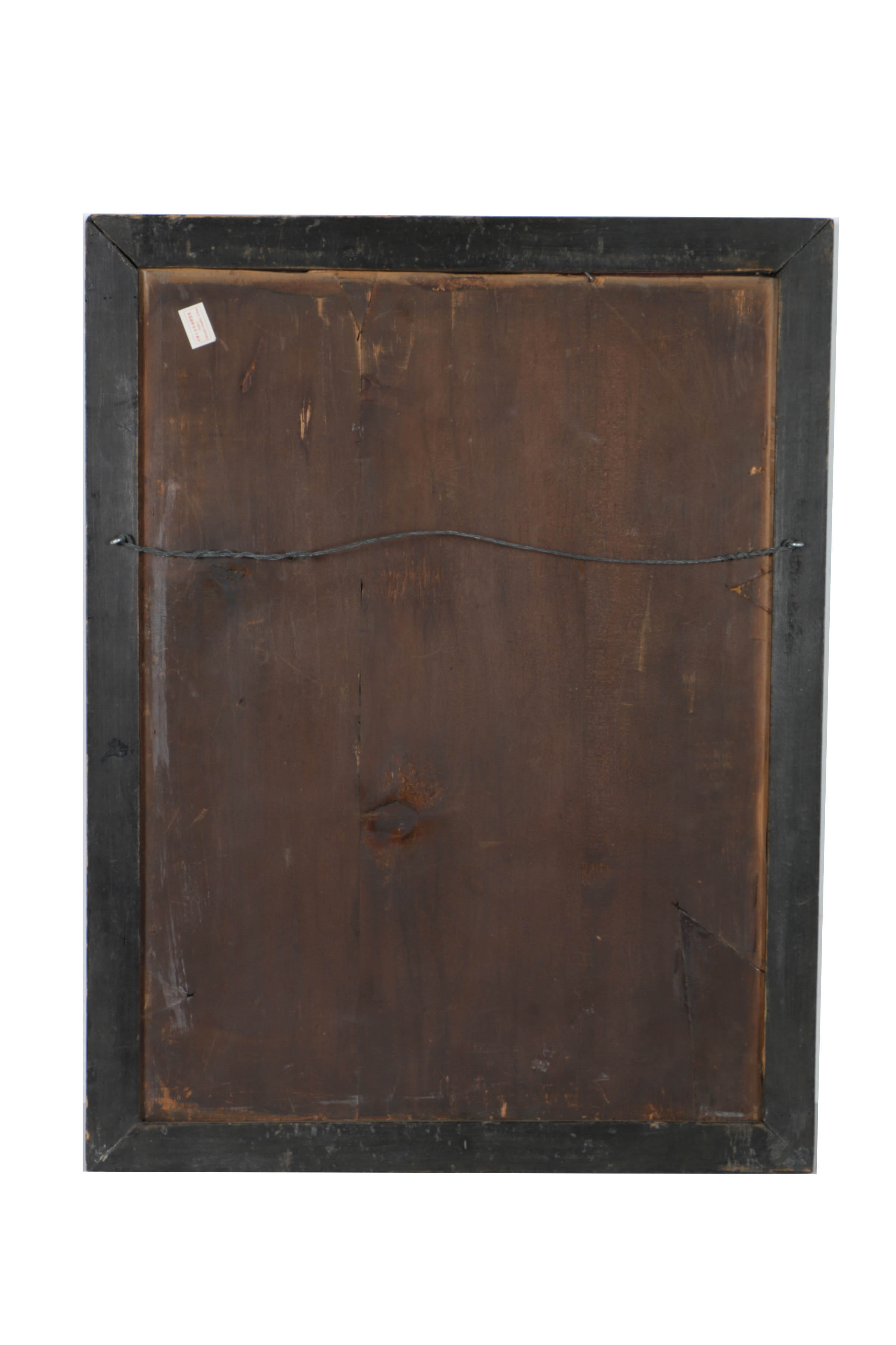 Reverse Glass Mirror Painting of Crane and Lotus Flower