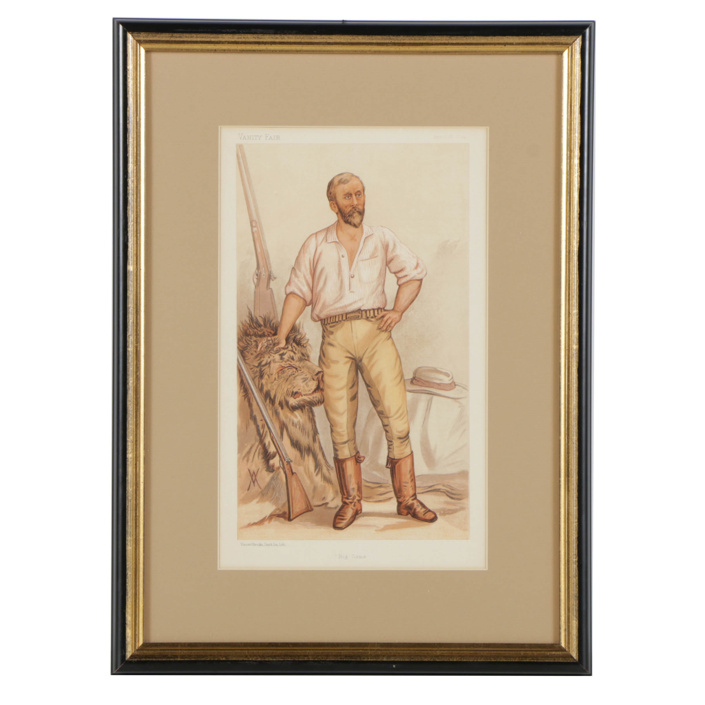 Early 20th-Century Chromolithograph on Paper "Big Game"