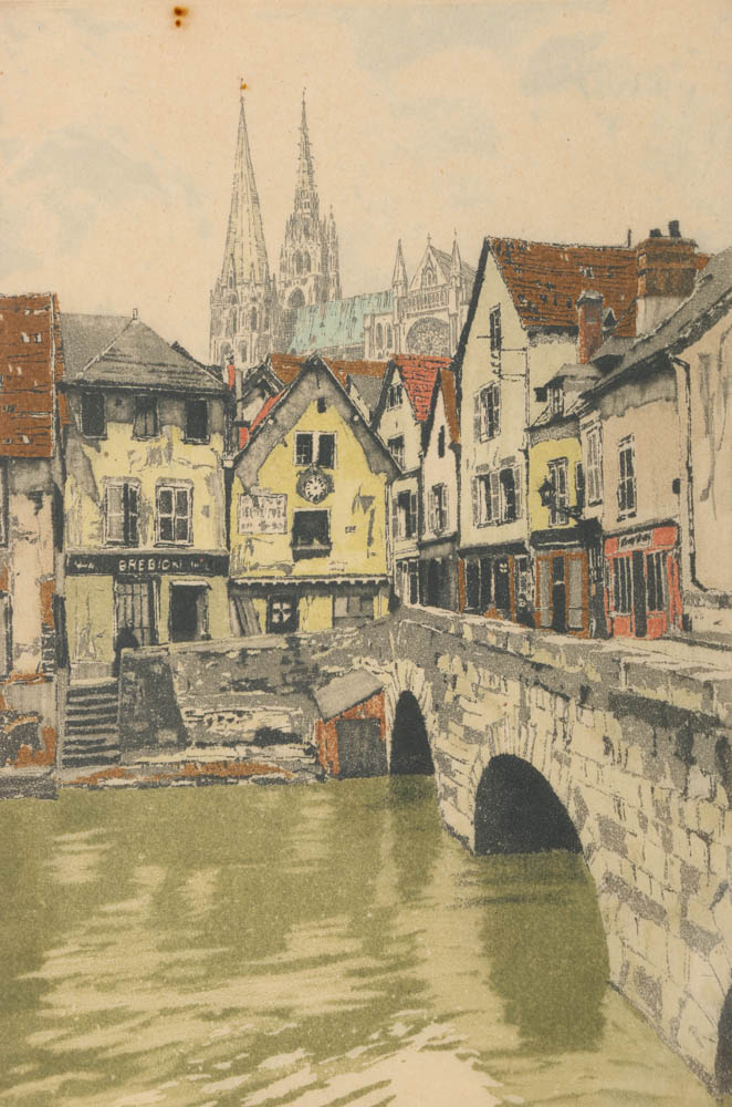 20th Century Etching on Paper with Aquatint of a Parisian Scene