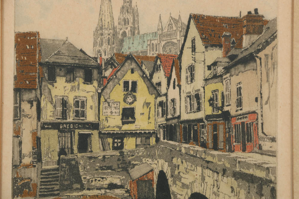 20th Century Etching on Paper with Aquatint of a Parisian Scene