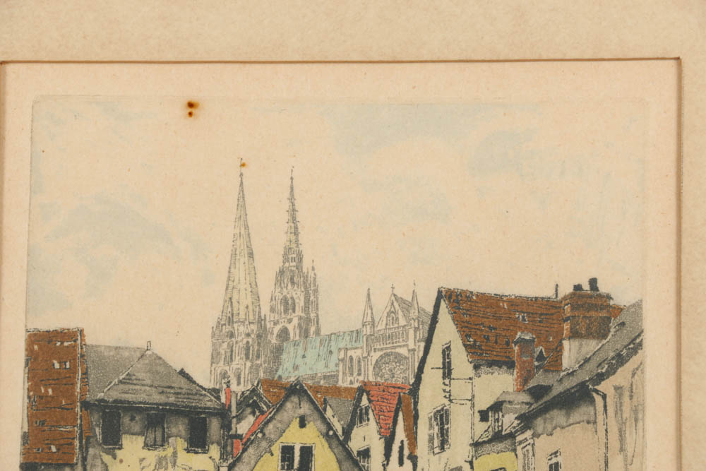 20th Century Etching on Paper with Aquatint of a Parisian Scene