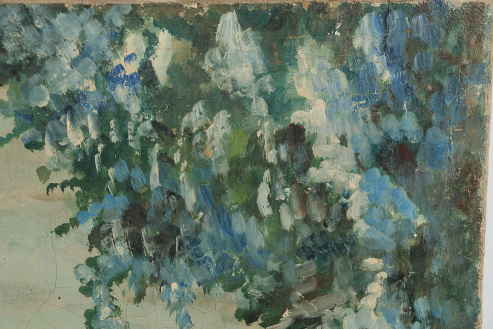 B. Bernard Oil on Canvas of Snowy Landscape