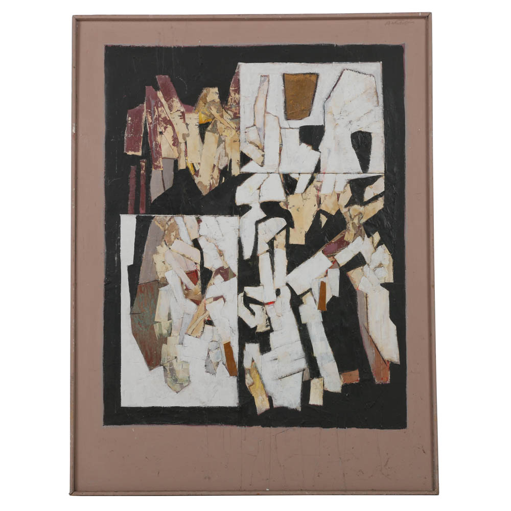 Ronald Ahlstrom Abstract Mixed Media Collage "Swiss Pile II"