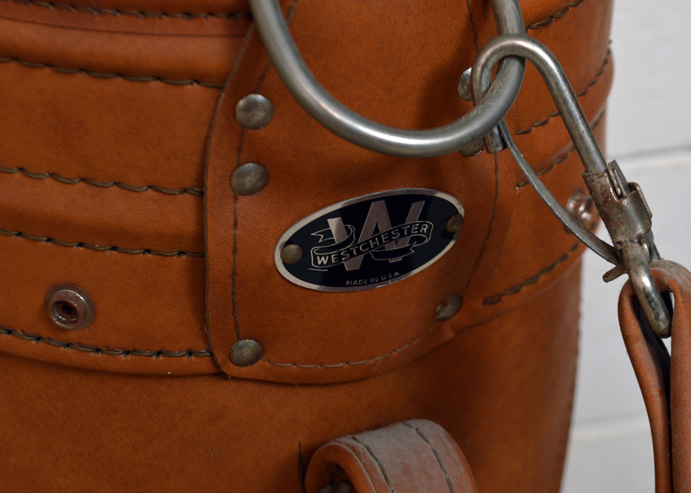 Collection of Putters in Leather Golf Bag