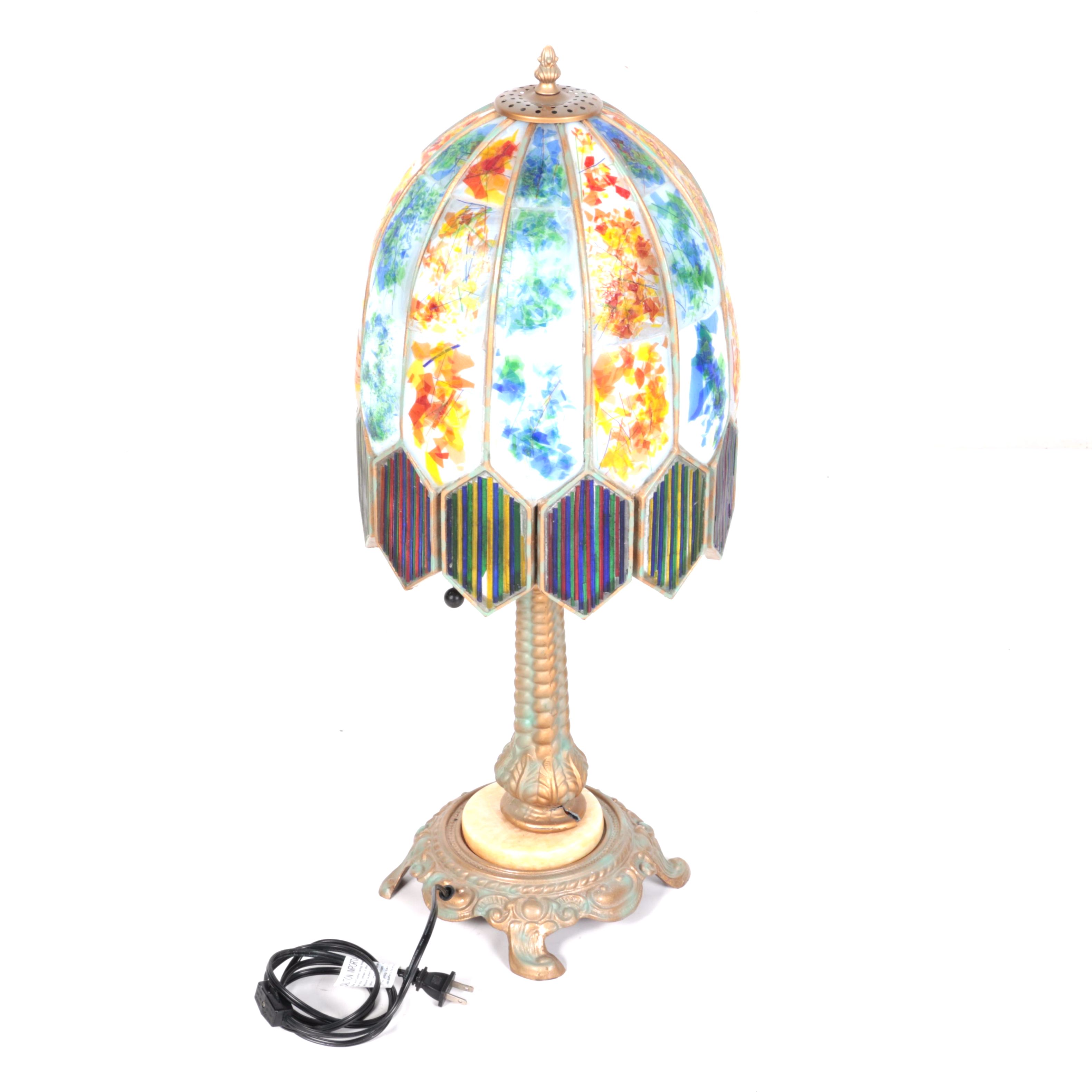 Cast Metal Lamp with Acrylic Panel Shade