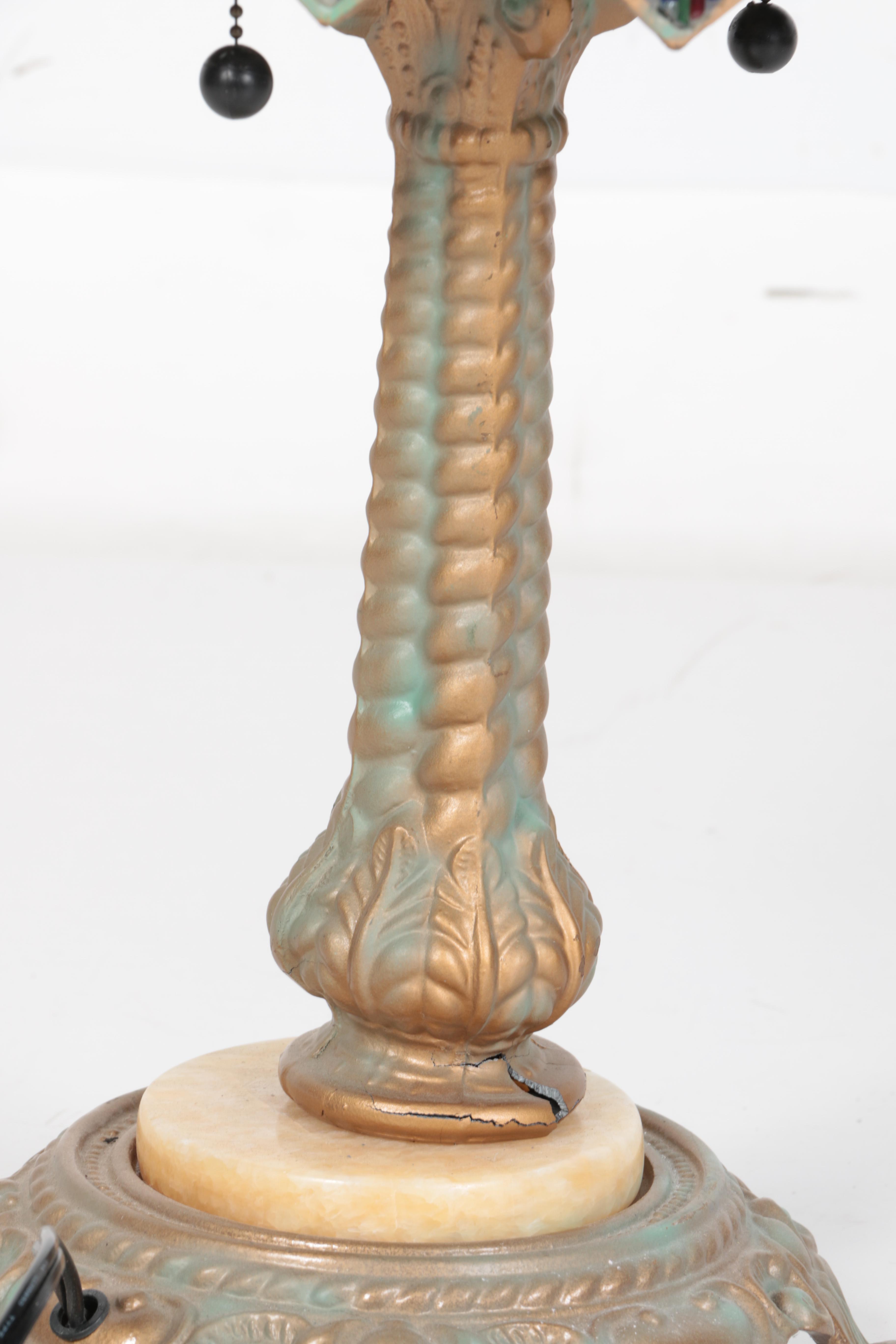 Cast Metal Lamp with Acrylic Panel Shade