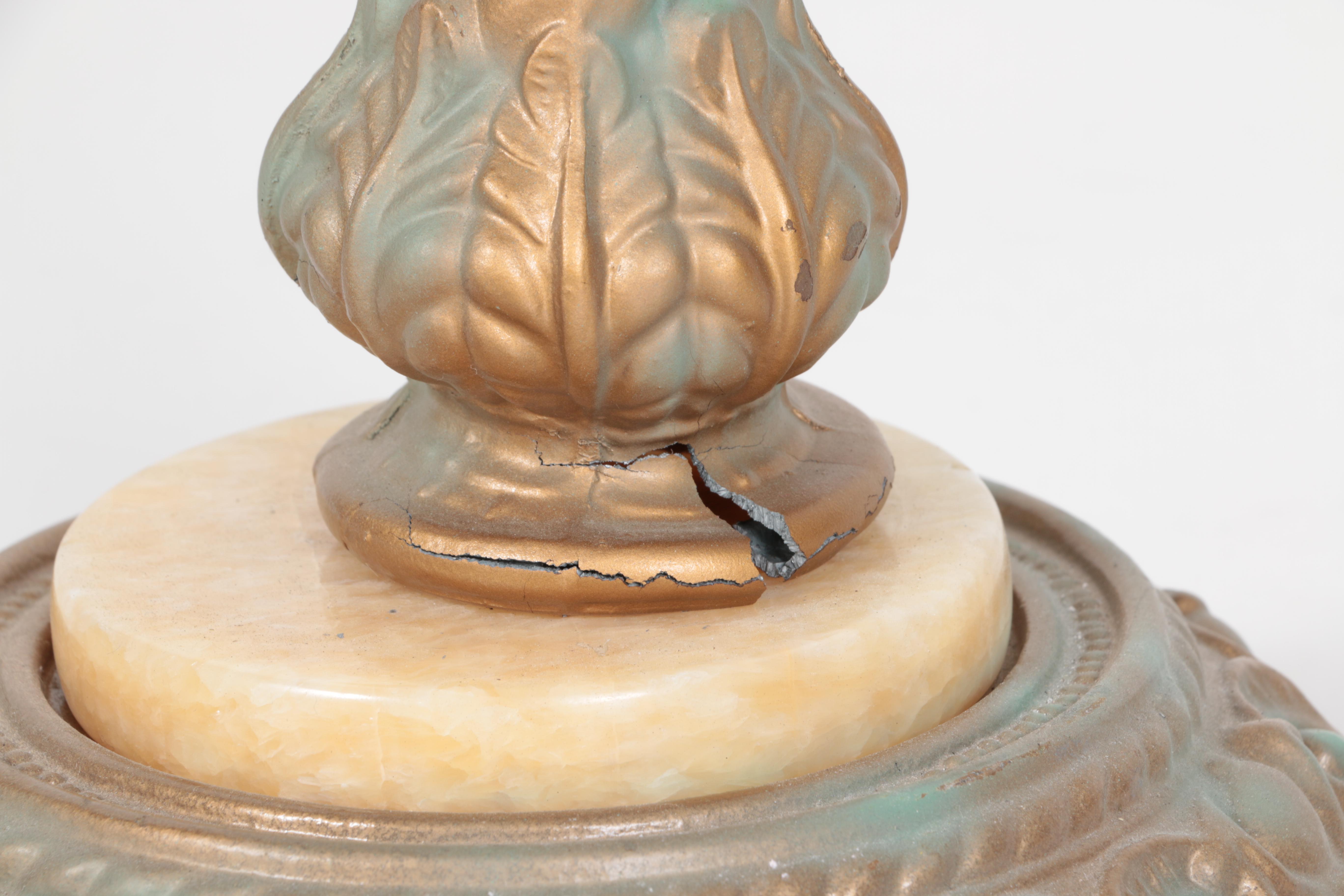 Cast Metal Lamp with Acrylic Panel Shade