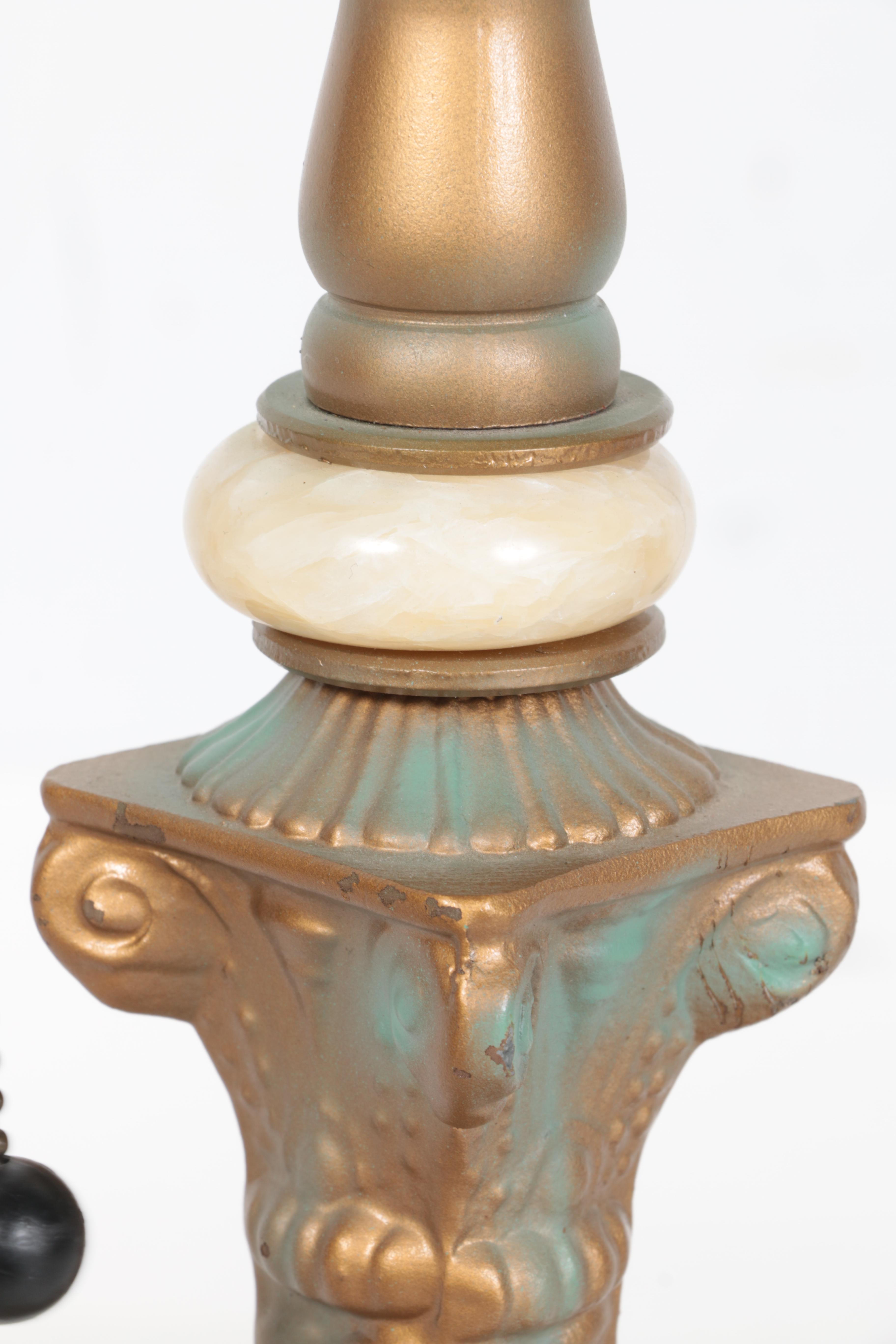 Cast Metal Lamp with Acrylic Panel Shade